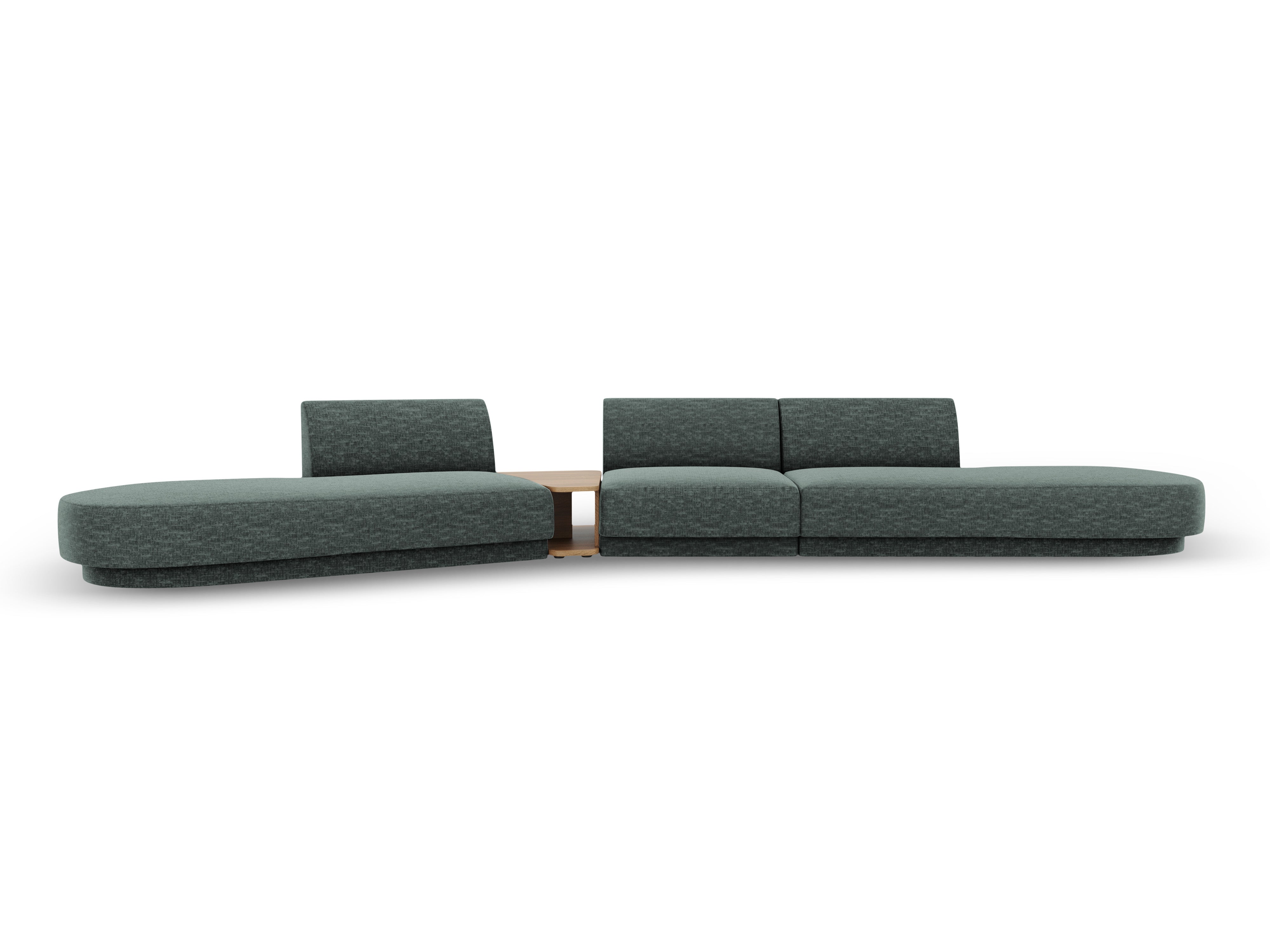 Sofa modułowa lewostronna ze stolikiem 5-osobowa MILEY petrol szenil jedwabisty