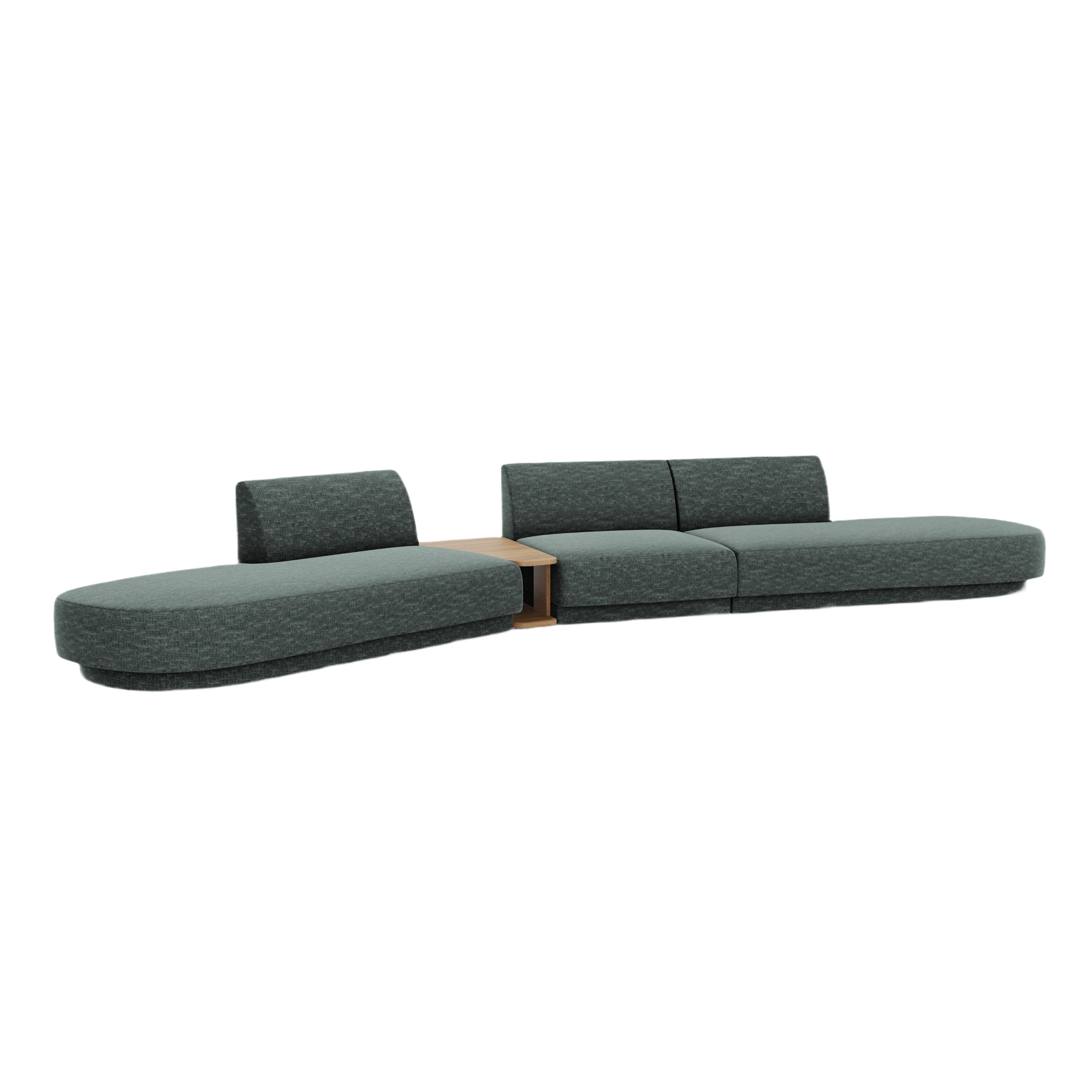 Sofa modułowa lewostronna ze stolikiem 5-osobowa MILEY petrol szenil jedwabisty