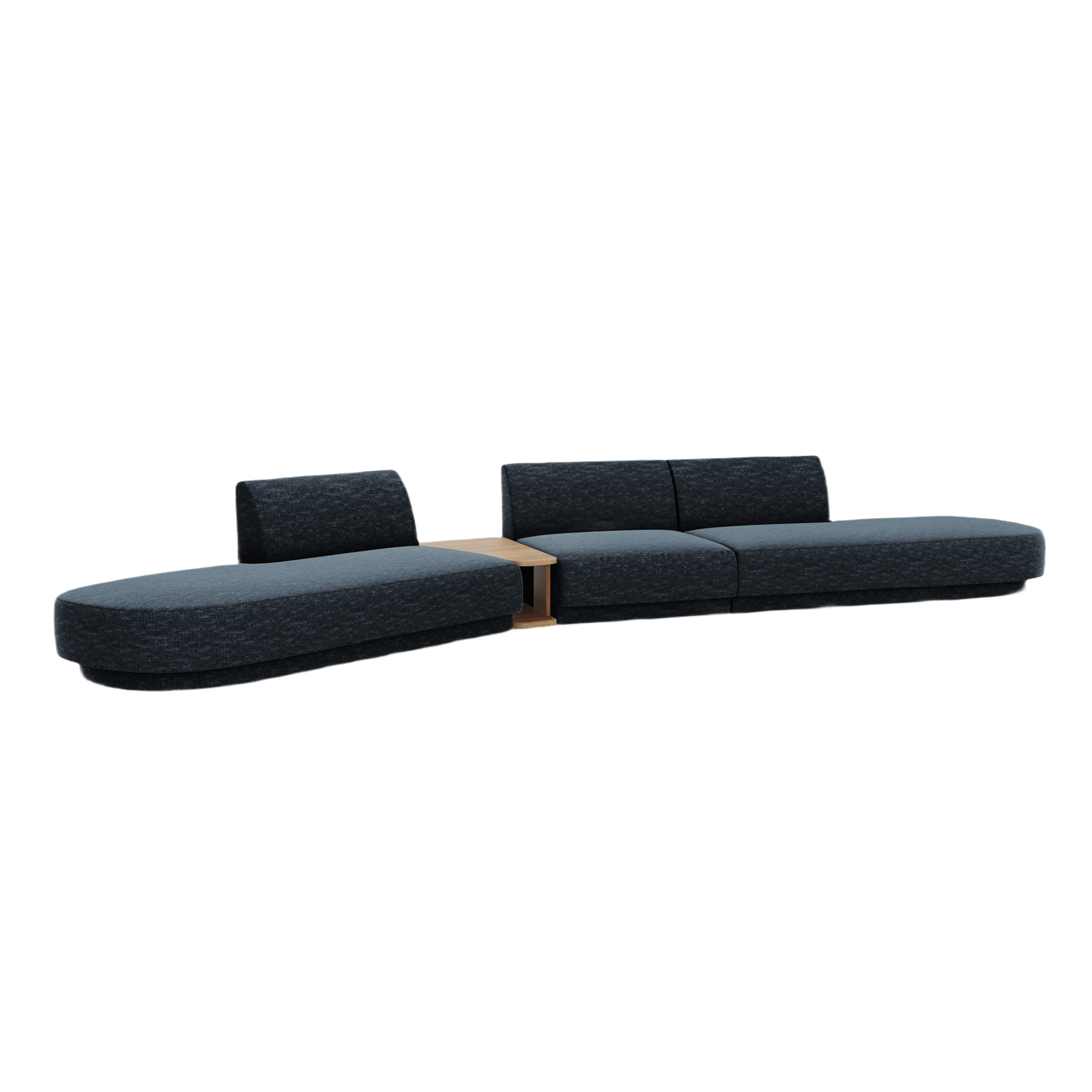 Sofa modułowa lewostronna ze stolikiem 5-osobowa MILEY granat królewski szenil jedwabisty