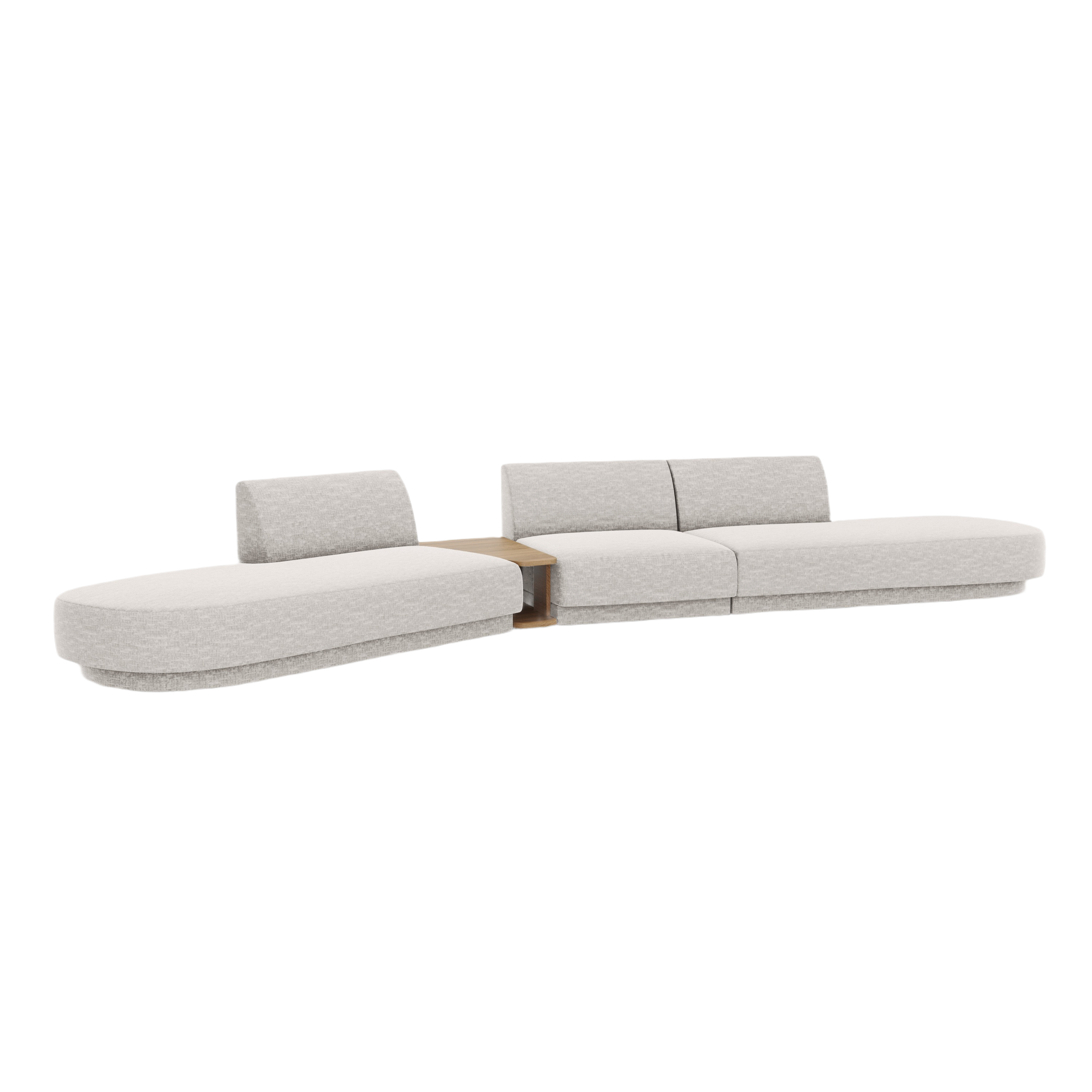 Sofa modułowa lewostronna ze stolikiem 5-osobowa MILEY jasnoszary szenil jedwabisty