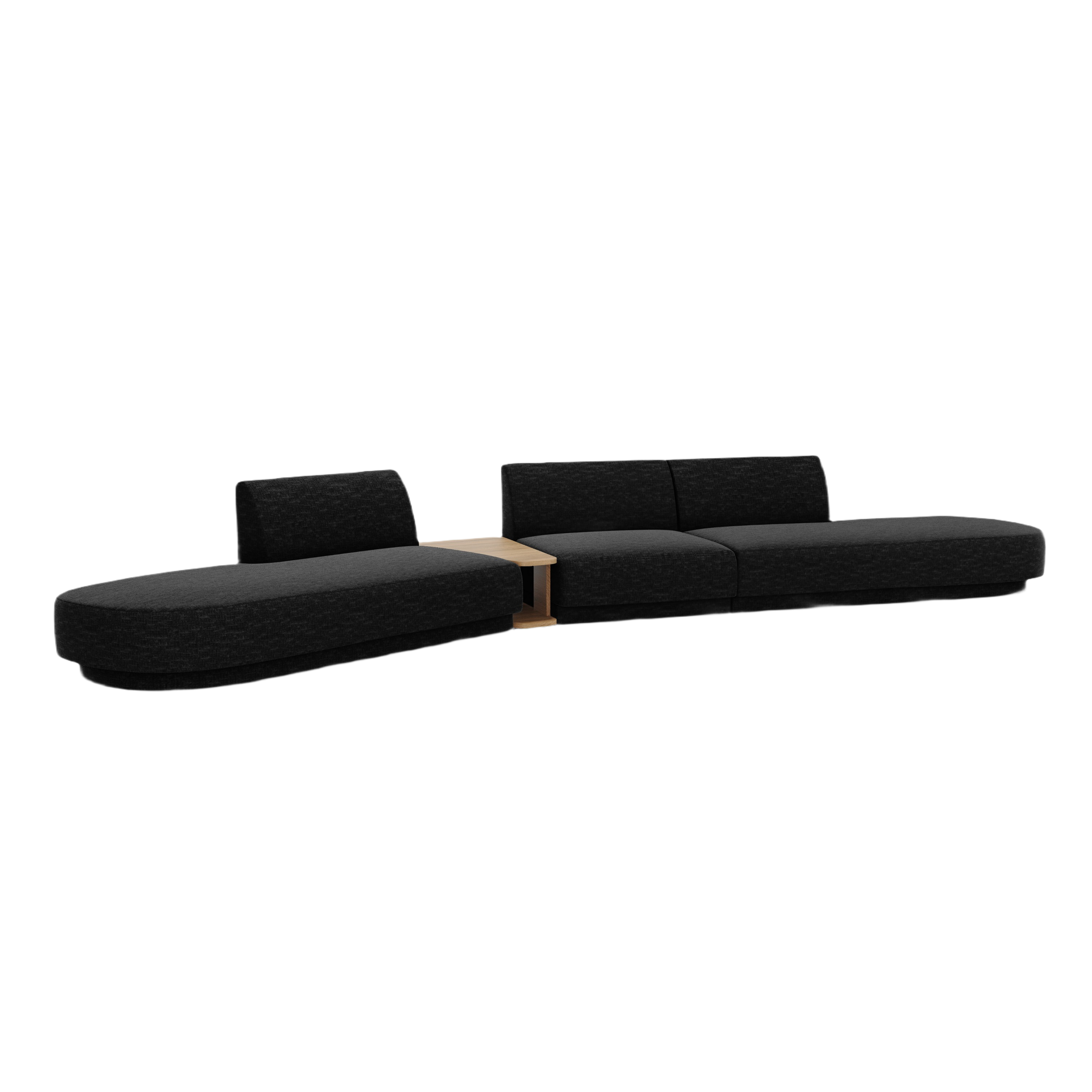 Sofa modułowa lewostronna ze stolikiem 5-osobowa MILEY czarny szenil jedwabisty