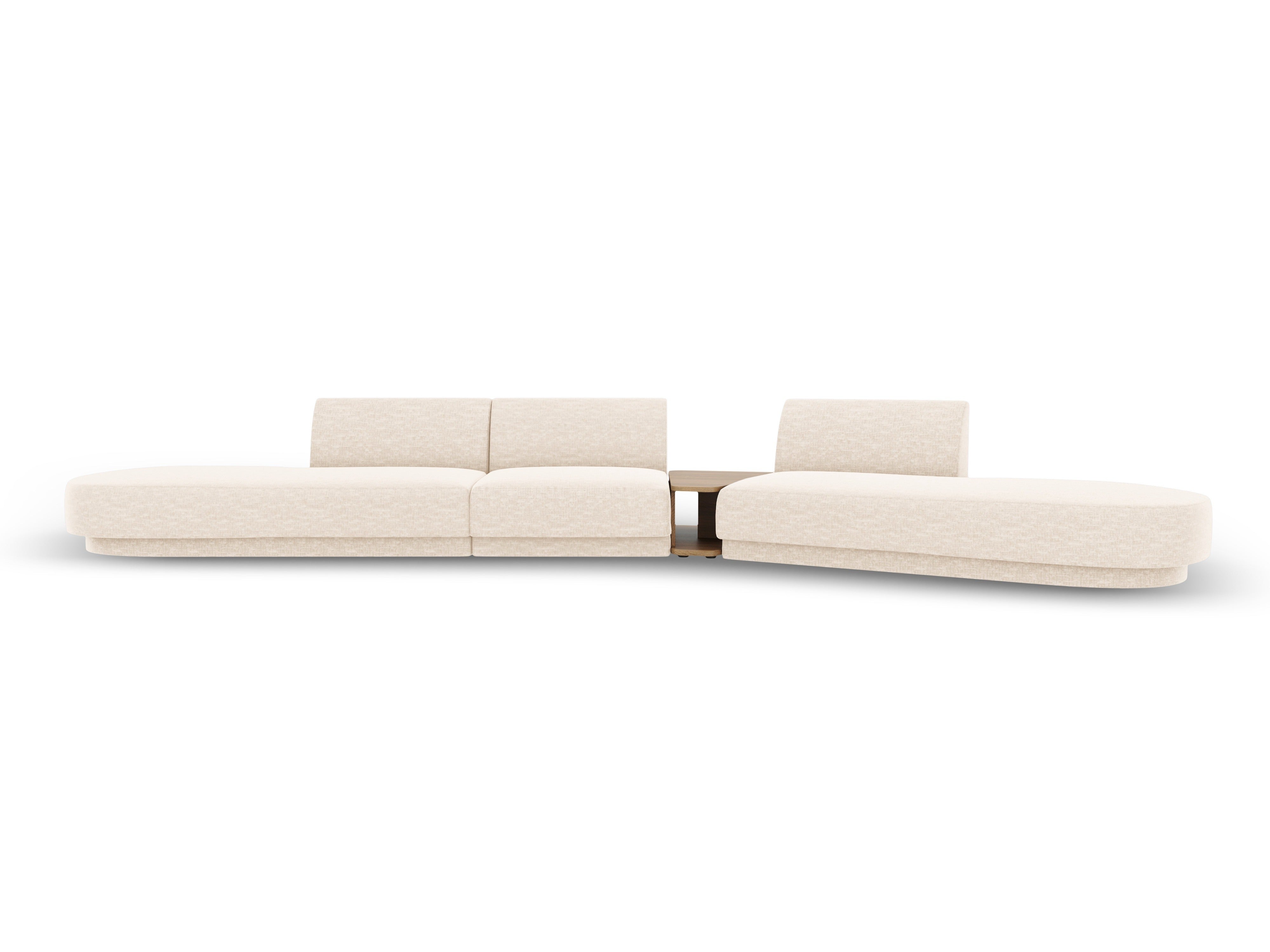 Modulares Sofa mit Tisch, 5-Sitzer MILEY, Elfenbein, Chenille