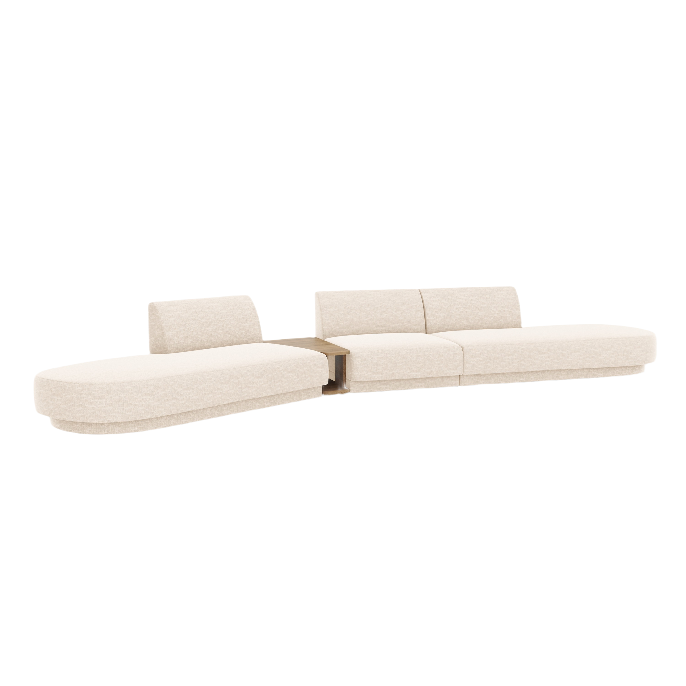 Sofa modułowa lewostronna ze stolikiem 5-osobowa MILEY kość słoniowa szenil