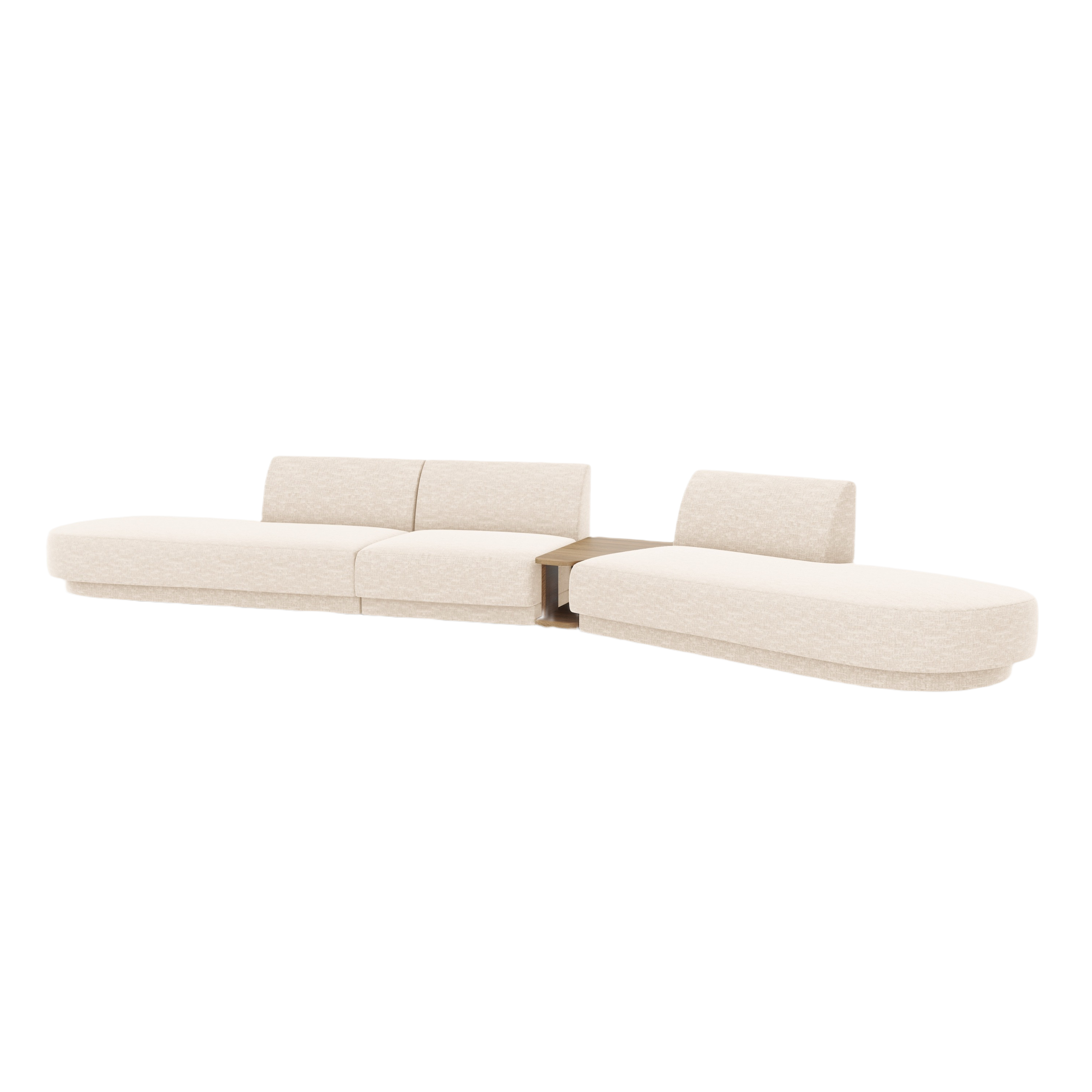 Modulares Sofa mit Tisch, 5-Sitzer MILEY, Elfenbein, Chenille