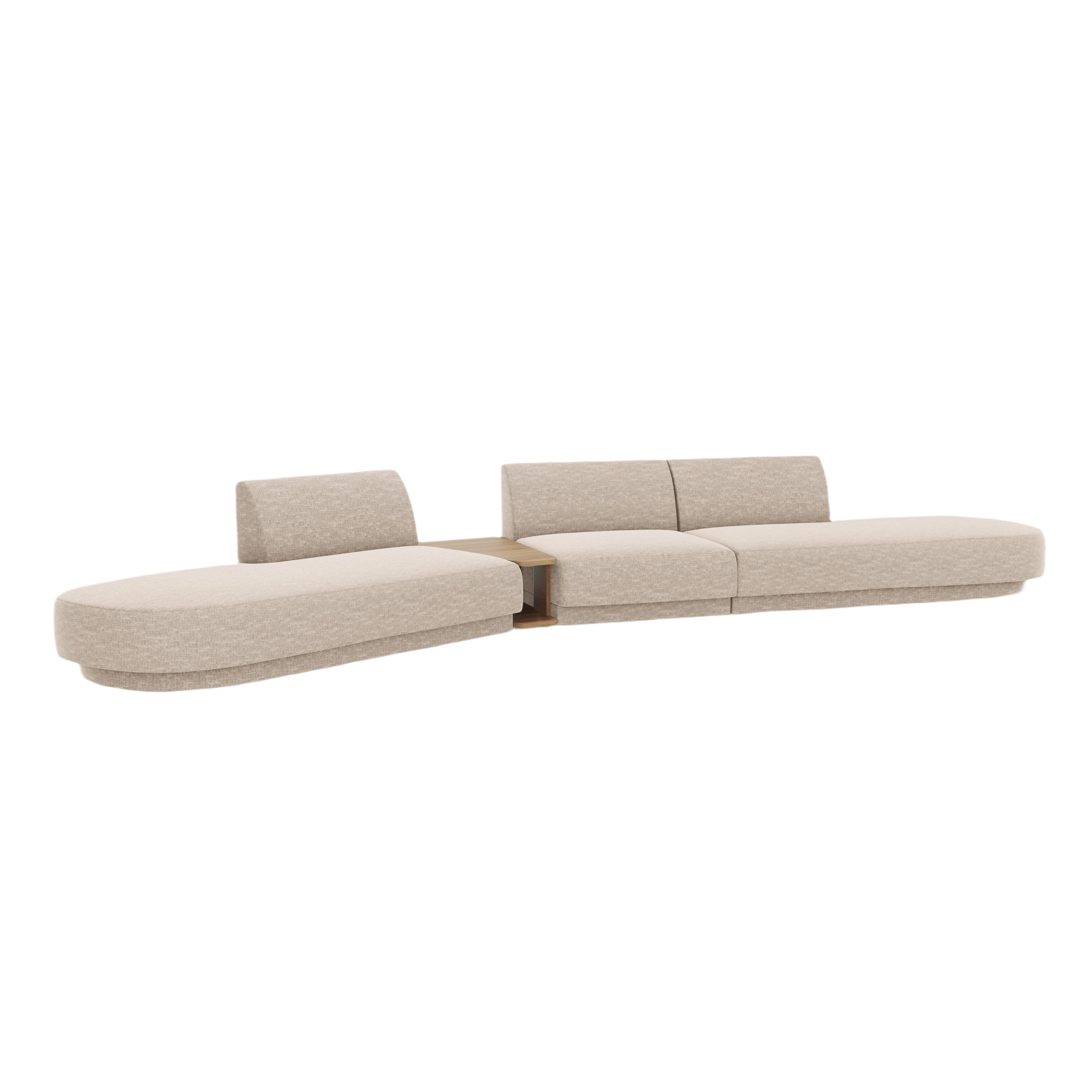 Modulares Sofa links mit Tisch für 5 Personen MILEY beige Chenille