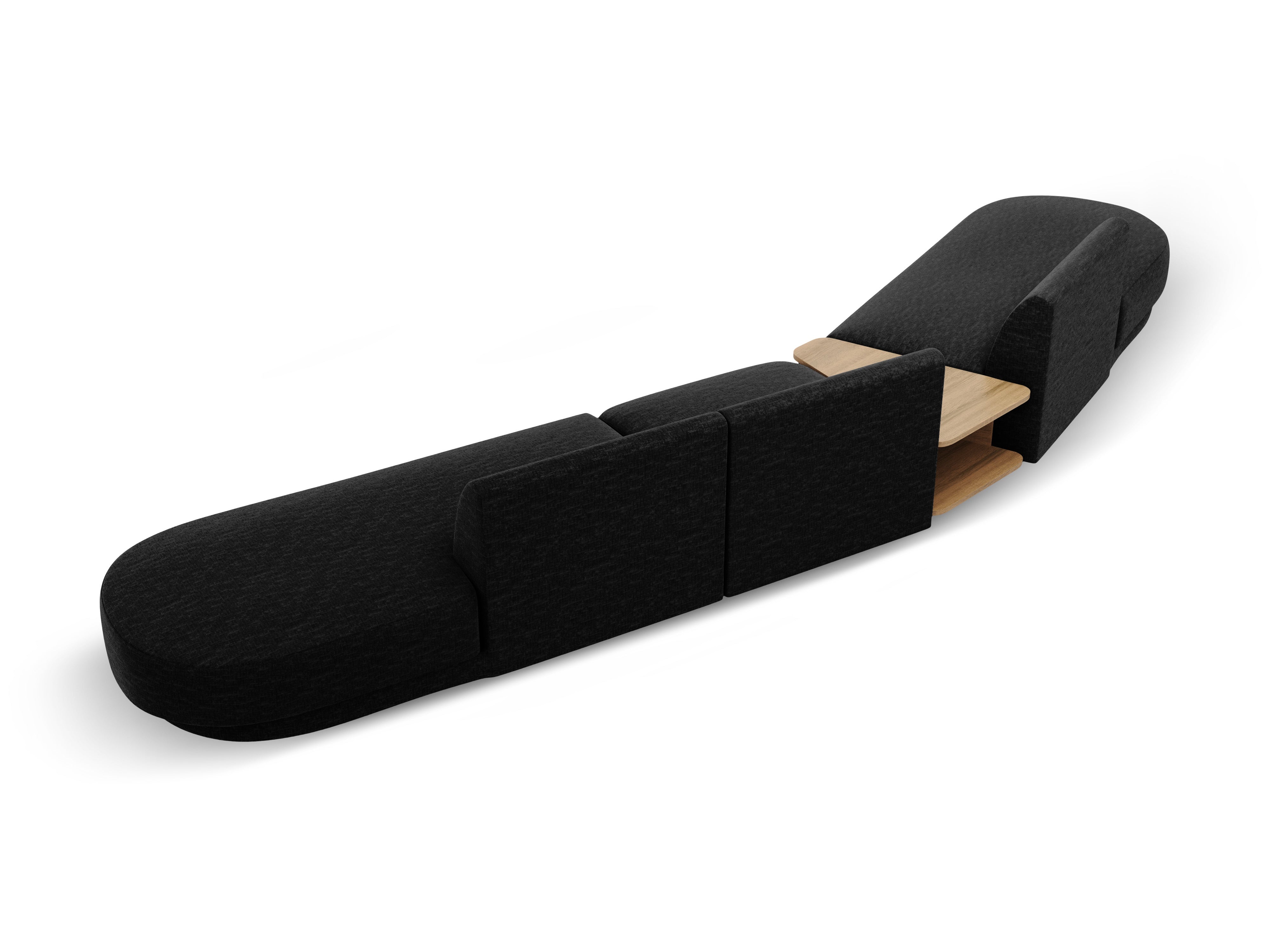 Sofa modułowa lewostronna ze stolikiem 5-osobowa MILEY czarny szenil