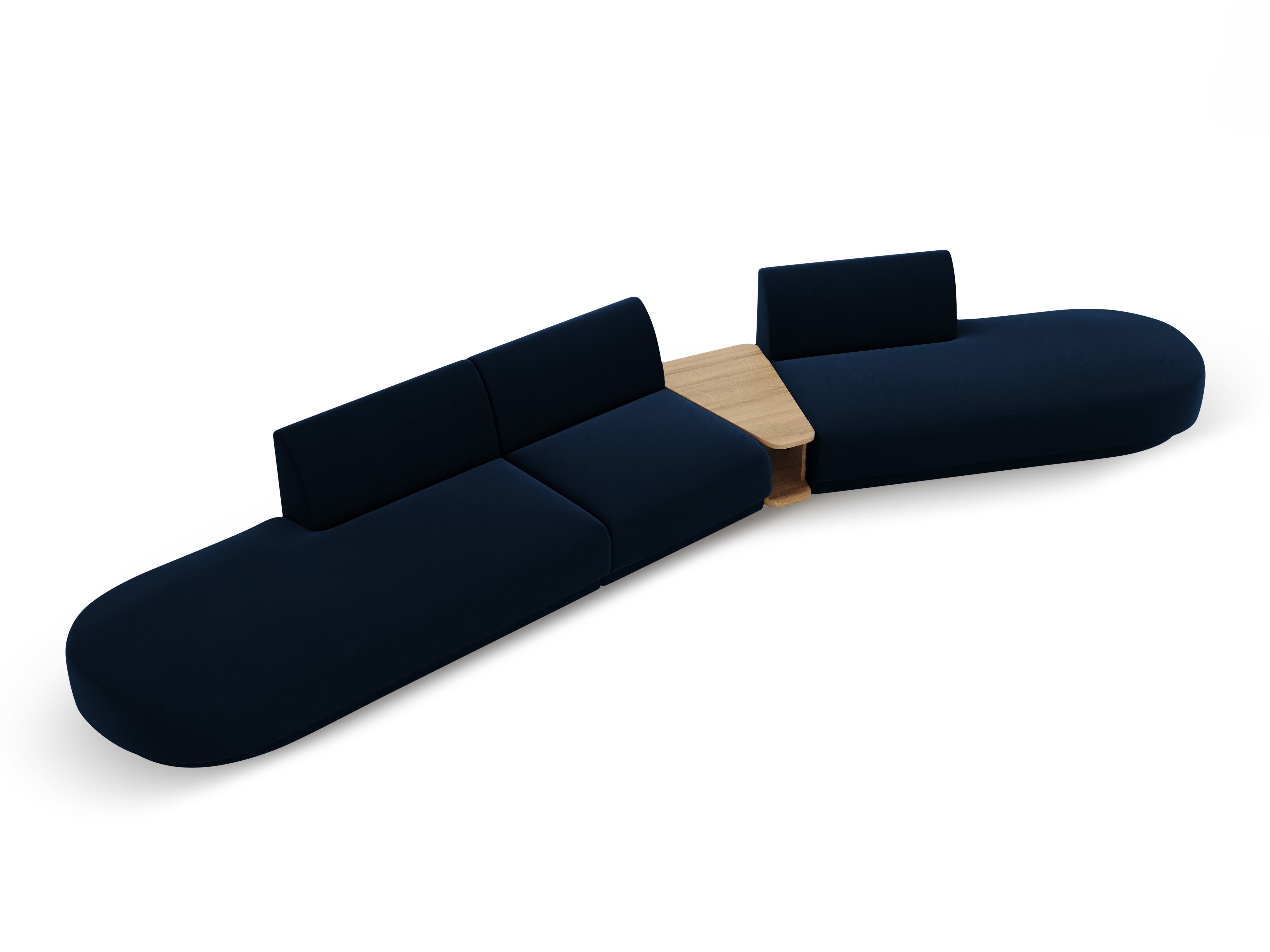 Modulares Sofa mit Tisch, 5-Sitzer, samtig, MILEY, königsblau