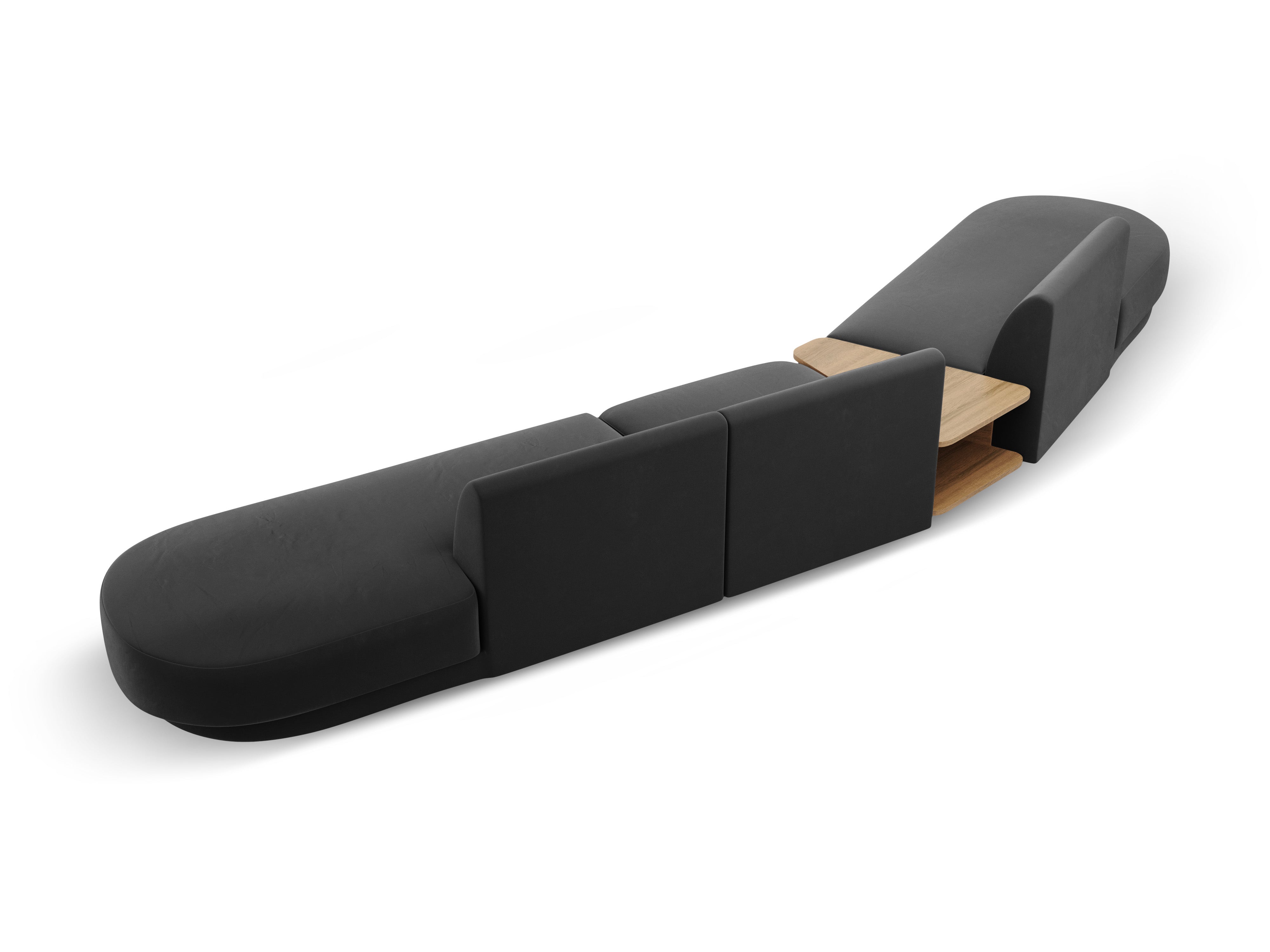 Sofa modułowa lewostronna ze stolikiem 5-osobowa aksamitna MILEY szary