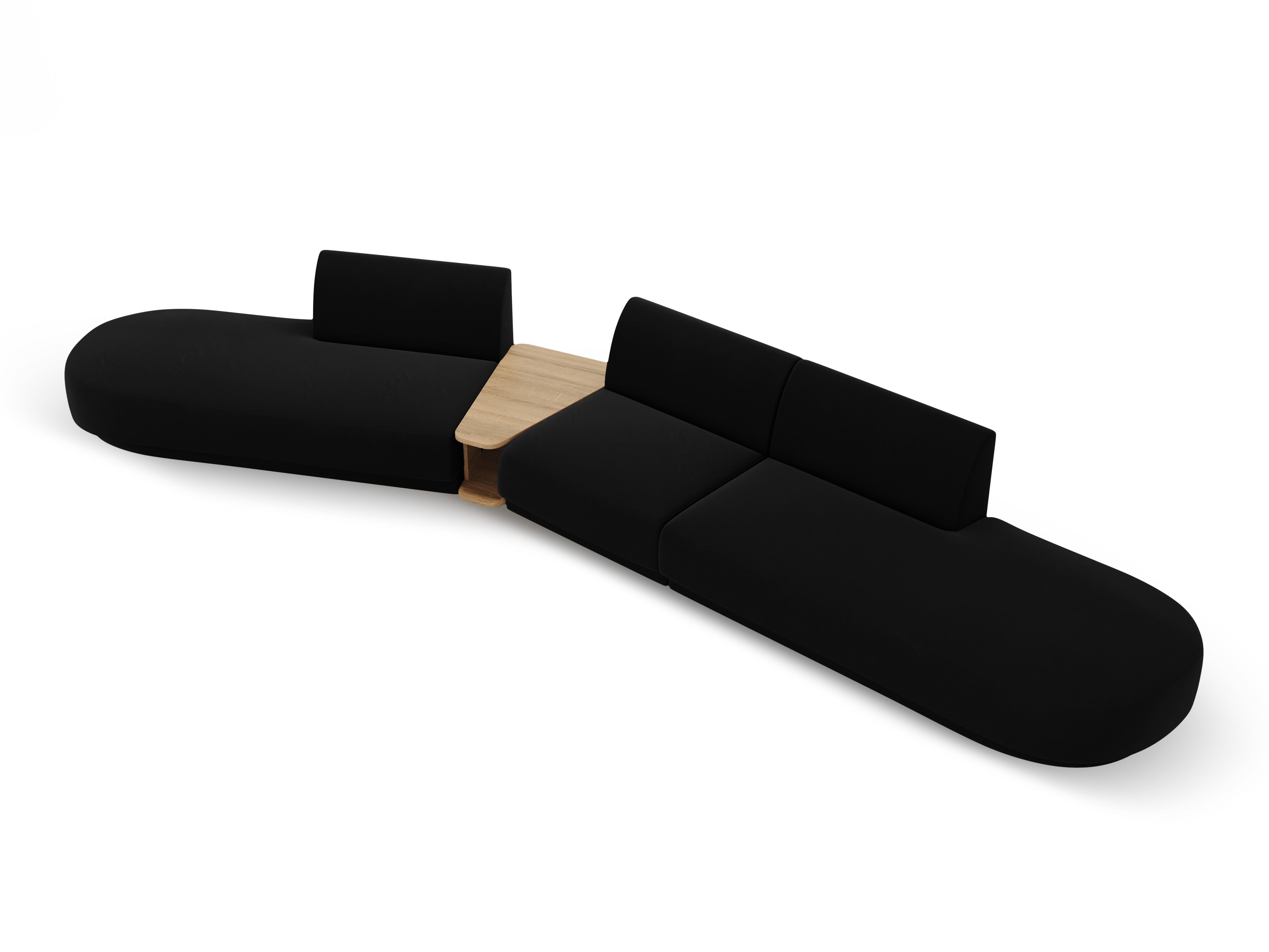 Sofa modułowa lewostronna ze stolikiem 5-osobowa aksamitna MILEY czarny