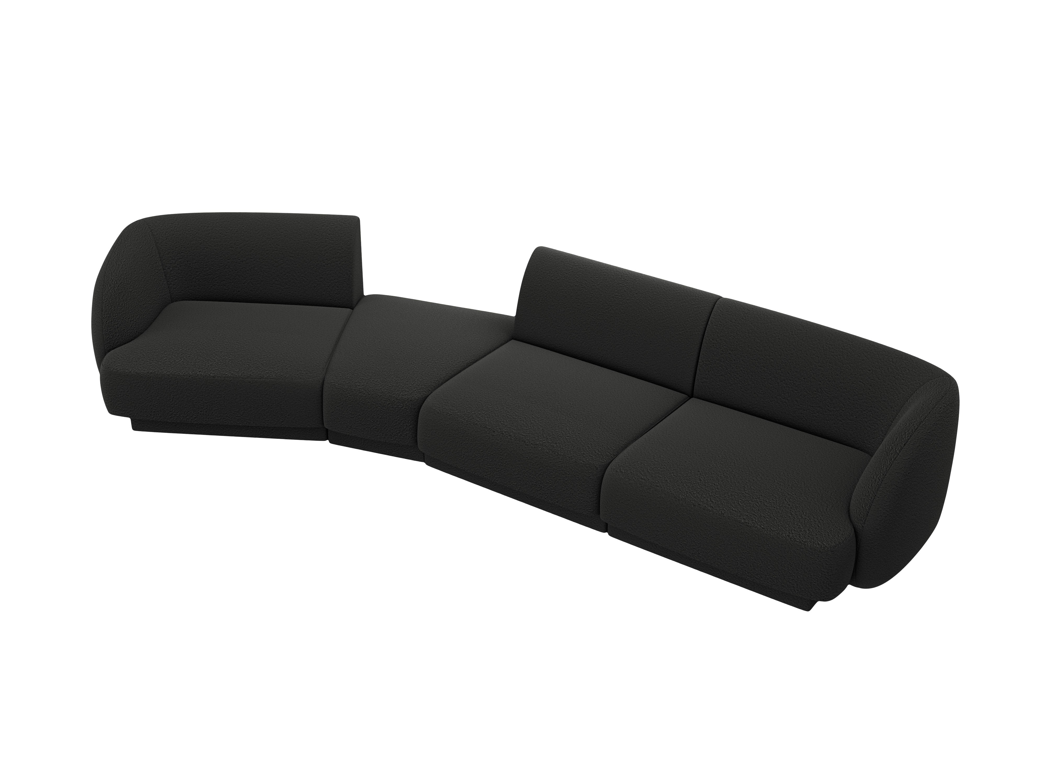 Left-facing modular sofa for 6 people MILEY black boucle