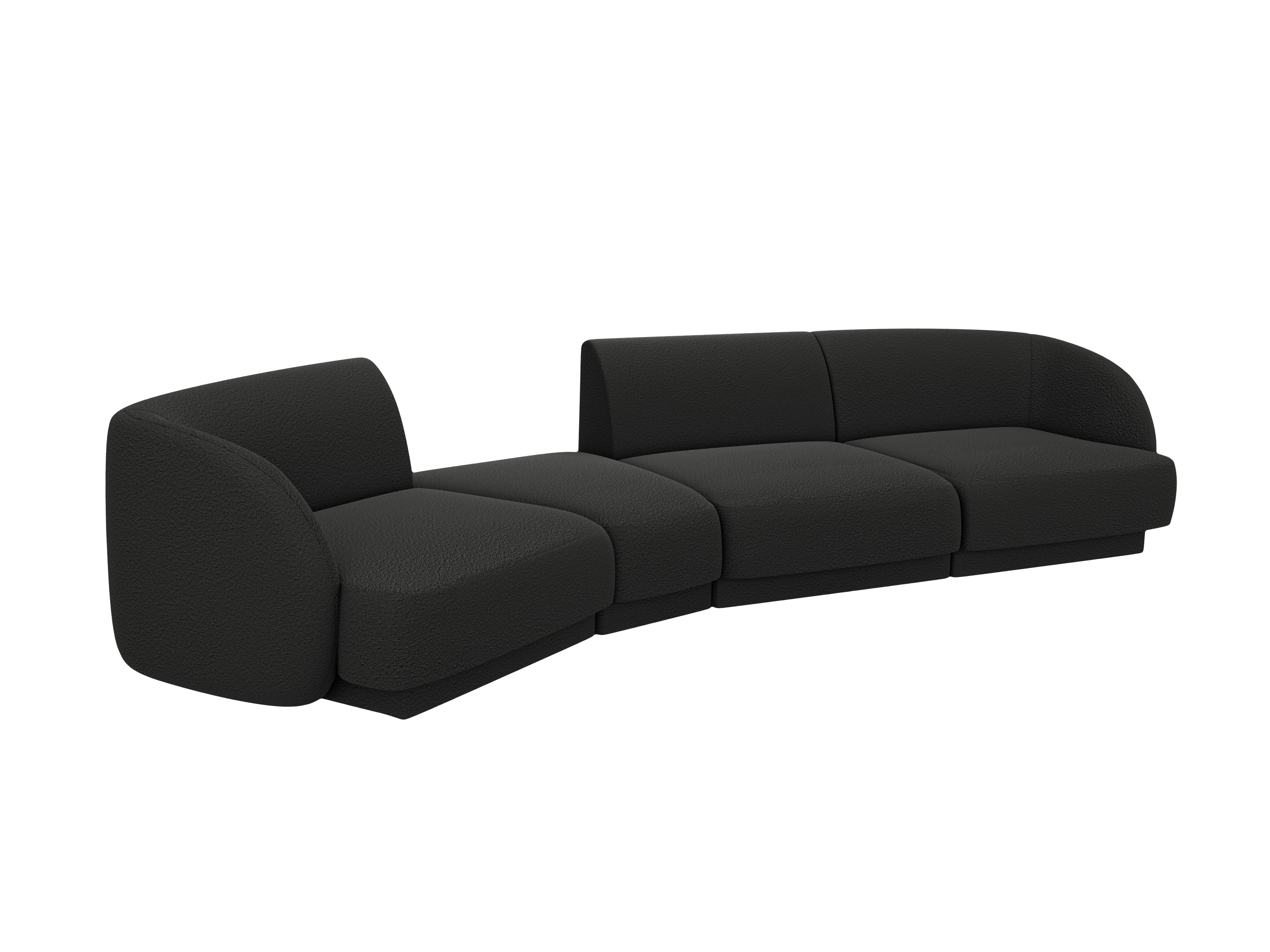 Left-facing modular sofa for 6 people MILEY black boucle