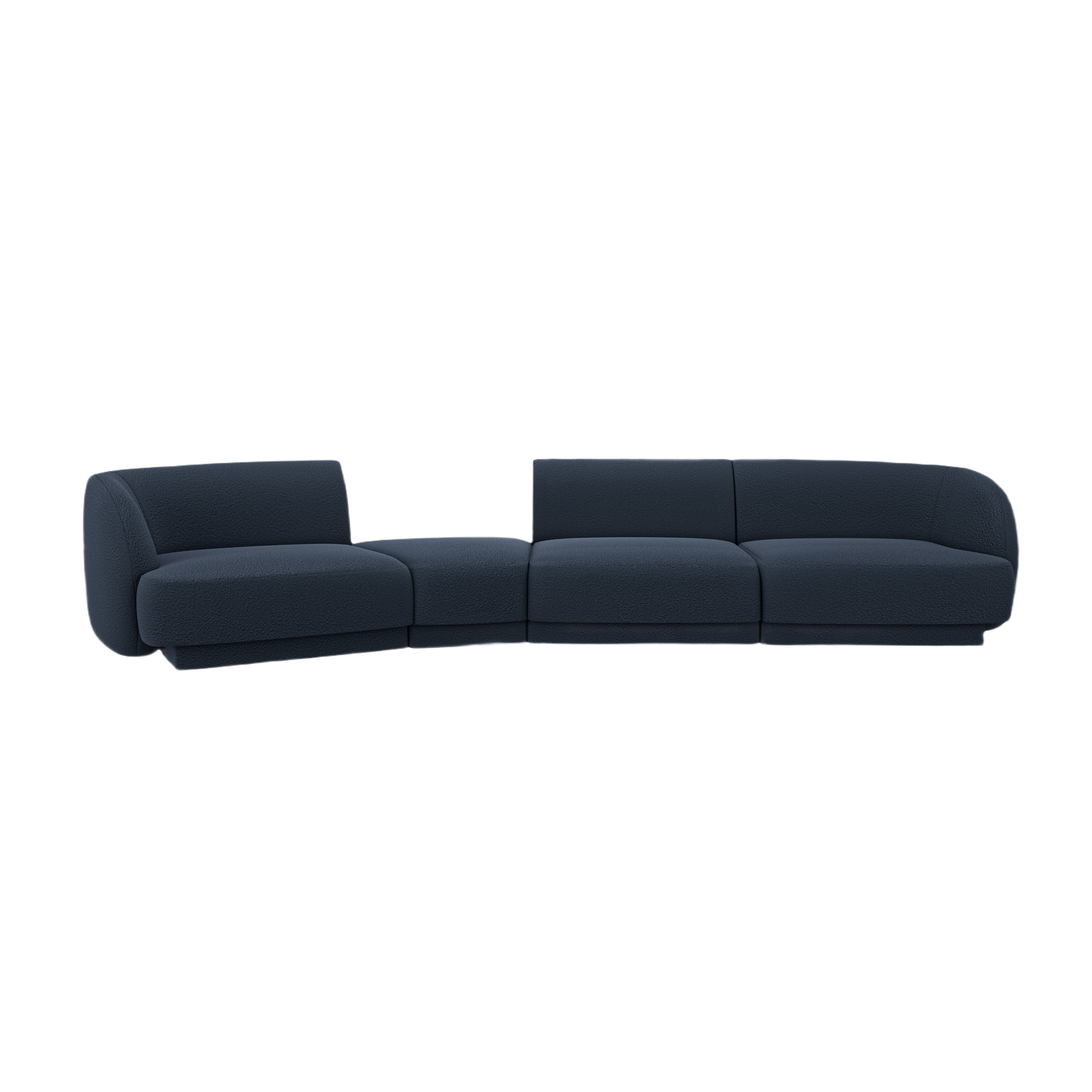 Left-facing modular sofa for 6 people MILEY dark blue boucle