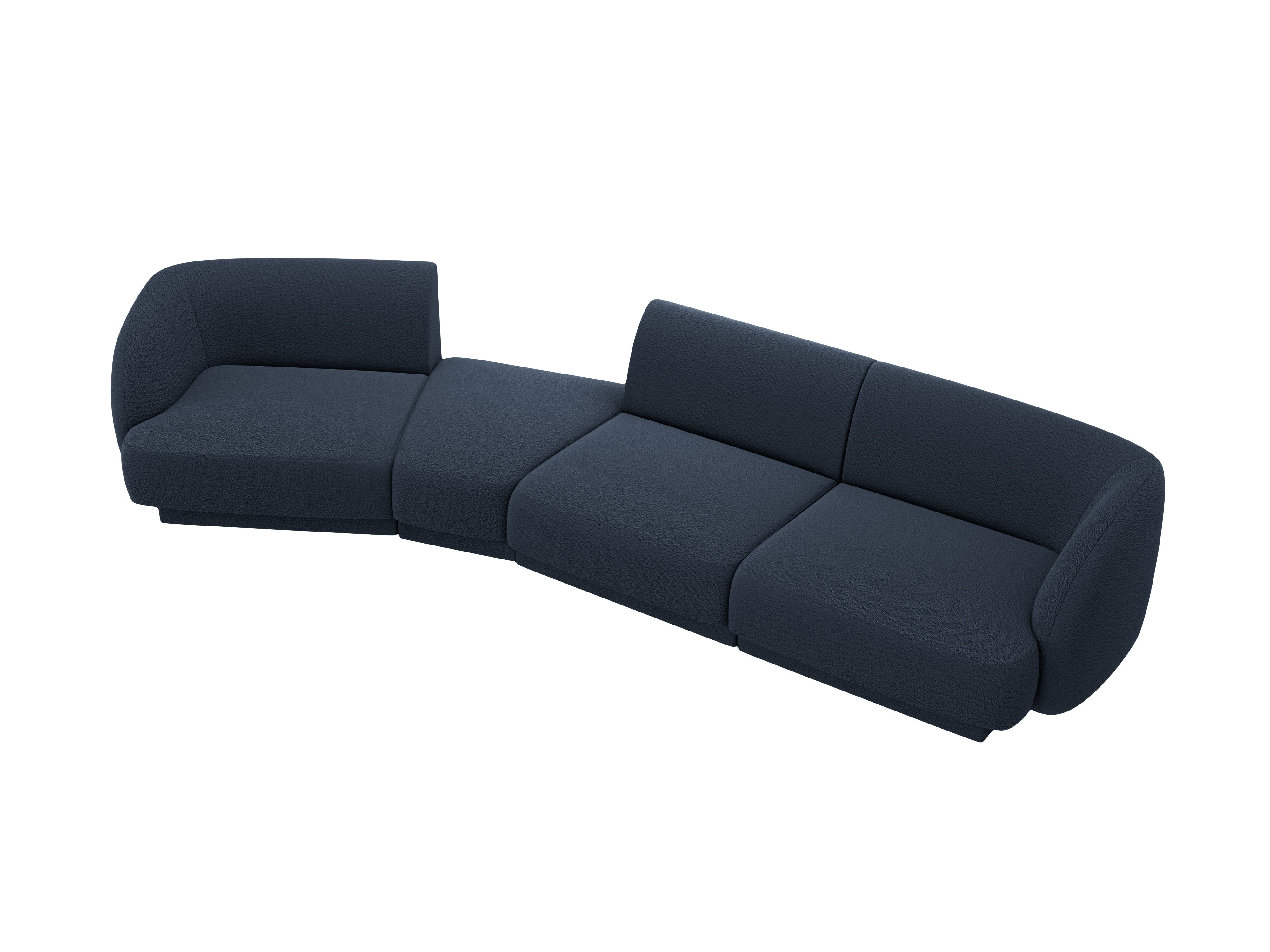 Left-facing modular sofa for 6 people MILEY dark blue boucle