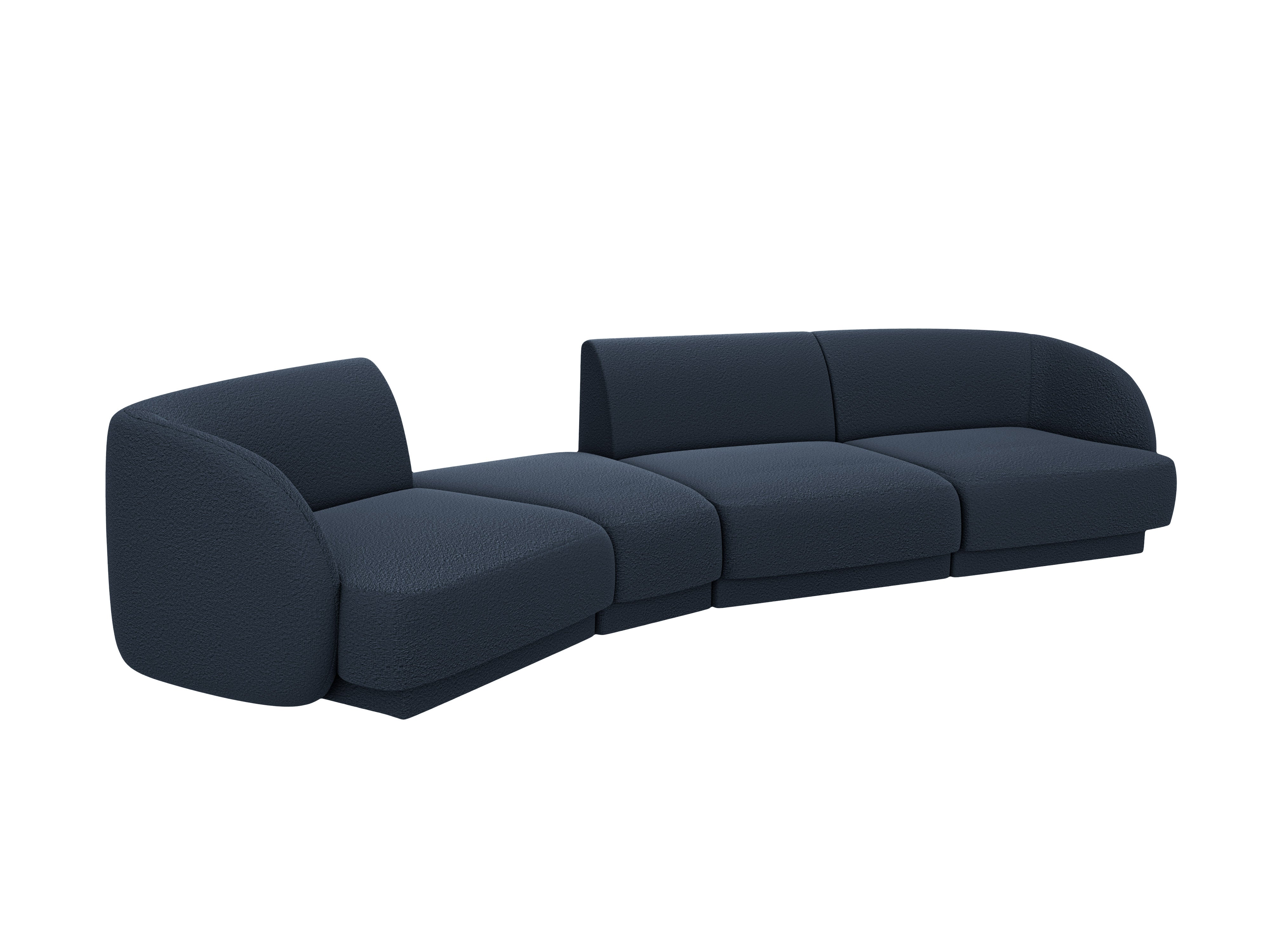 Left-facing modular sofa for 6 people MILEY dark blue boucle