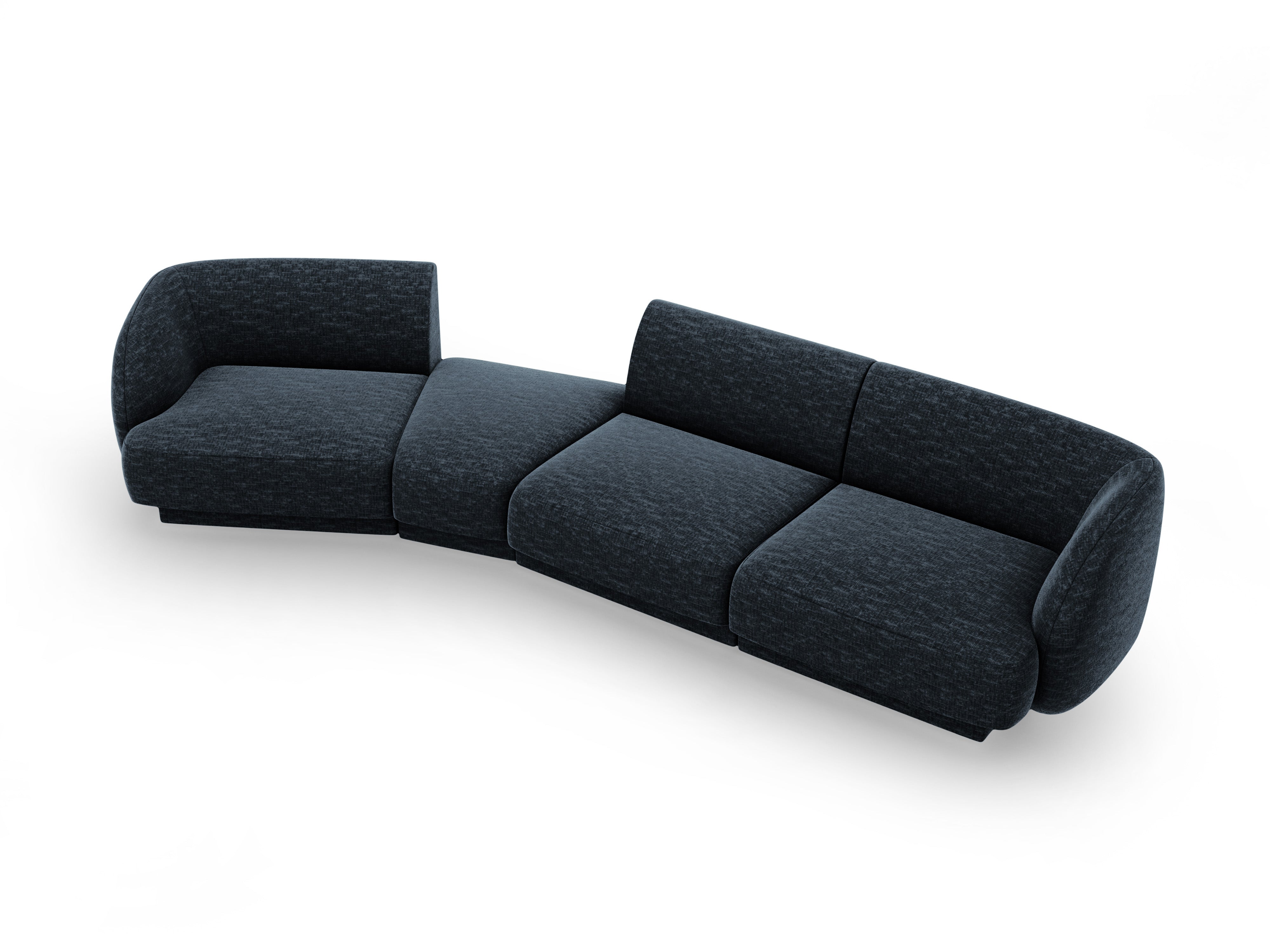 Sofa modułowa lewostronna 6-osobowa MILEY granat królewski szenil jedwabisty