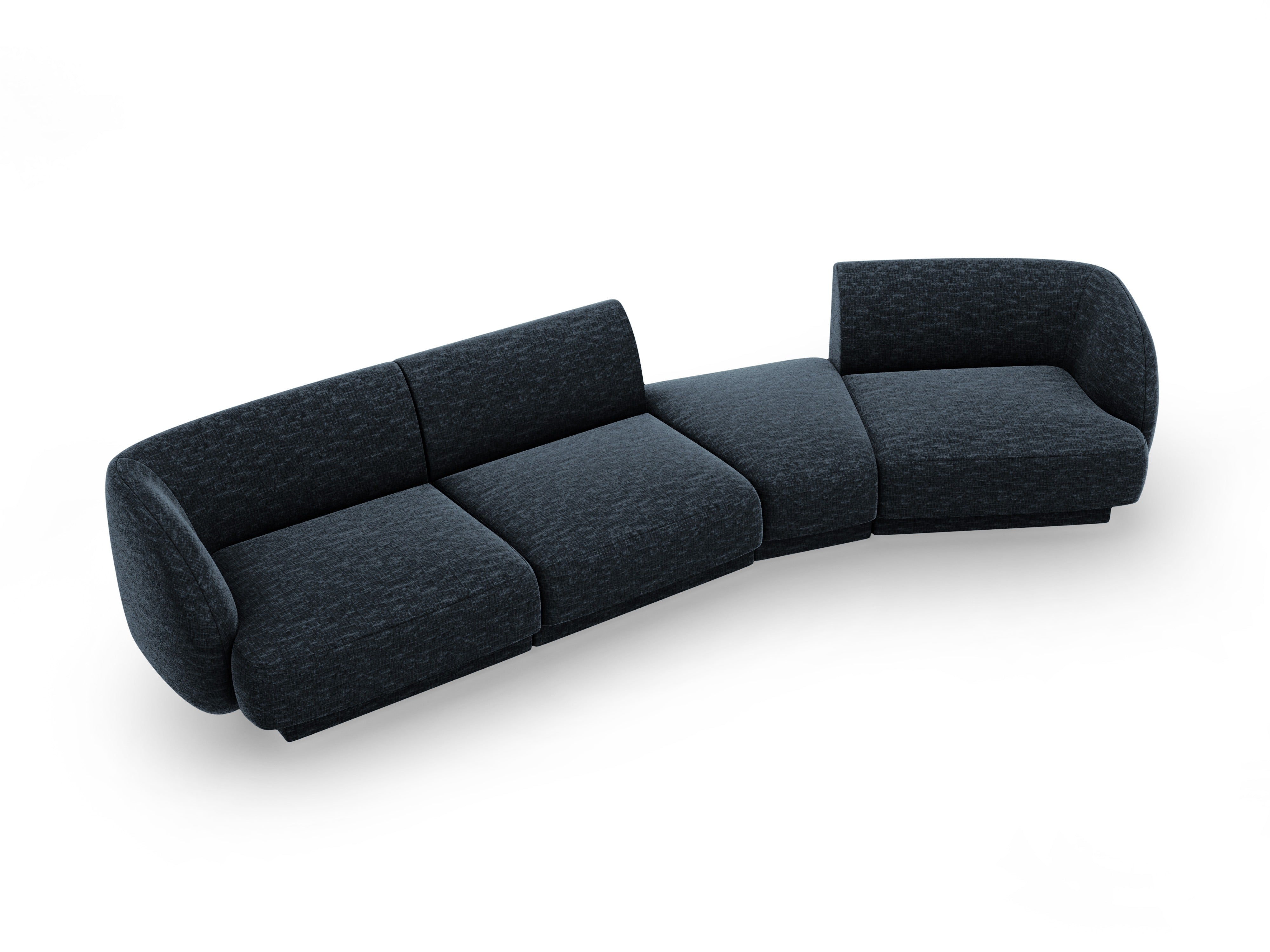 Sofa modułowa prawostronna 6-osobowa MILEY granat królewski szenil jedwabisty