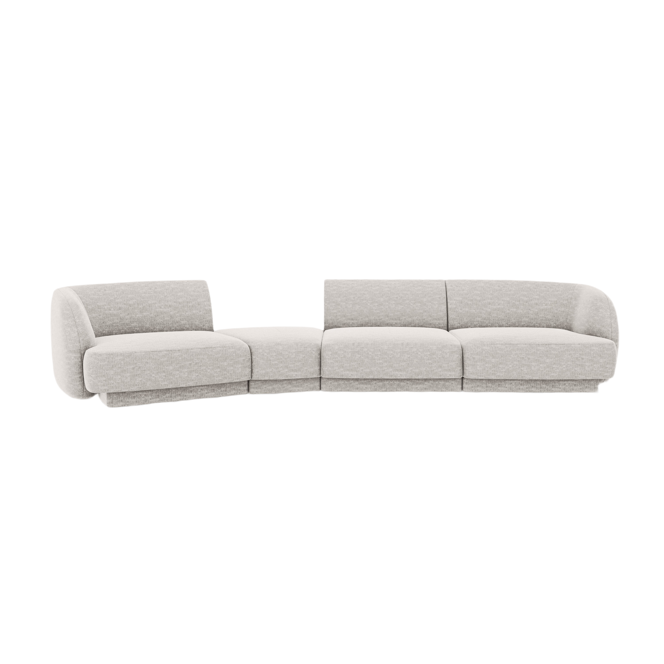 Left-facing modular sofa for 6 people MILEY light gray silky chenille