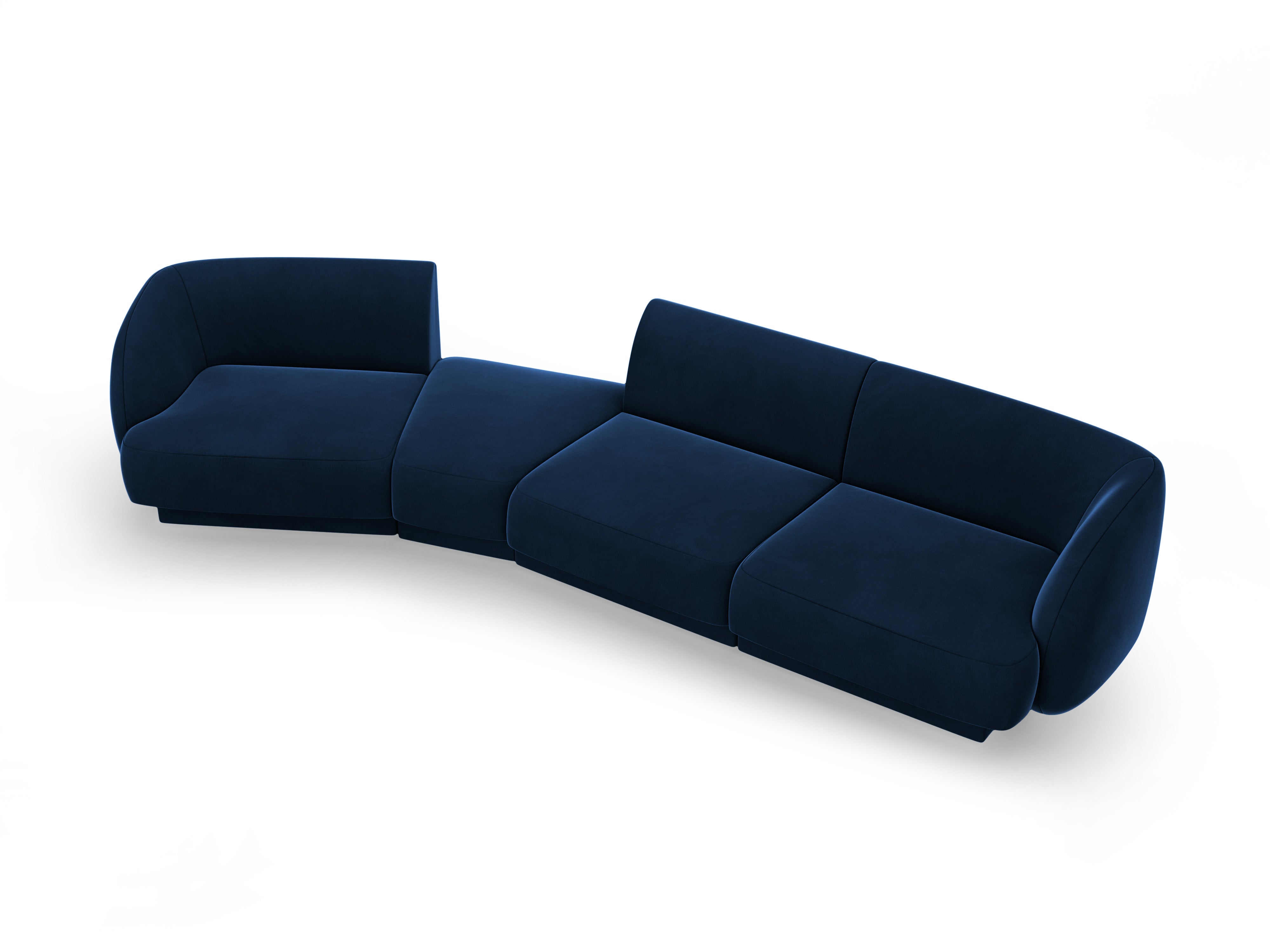 Modulares Sofa linksseitig für 6 Personen aus samtigem MILEY in königsblau