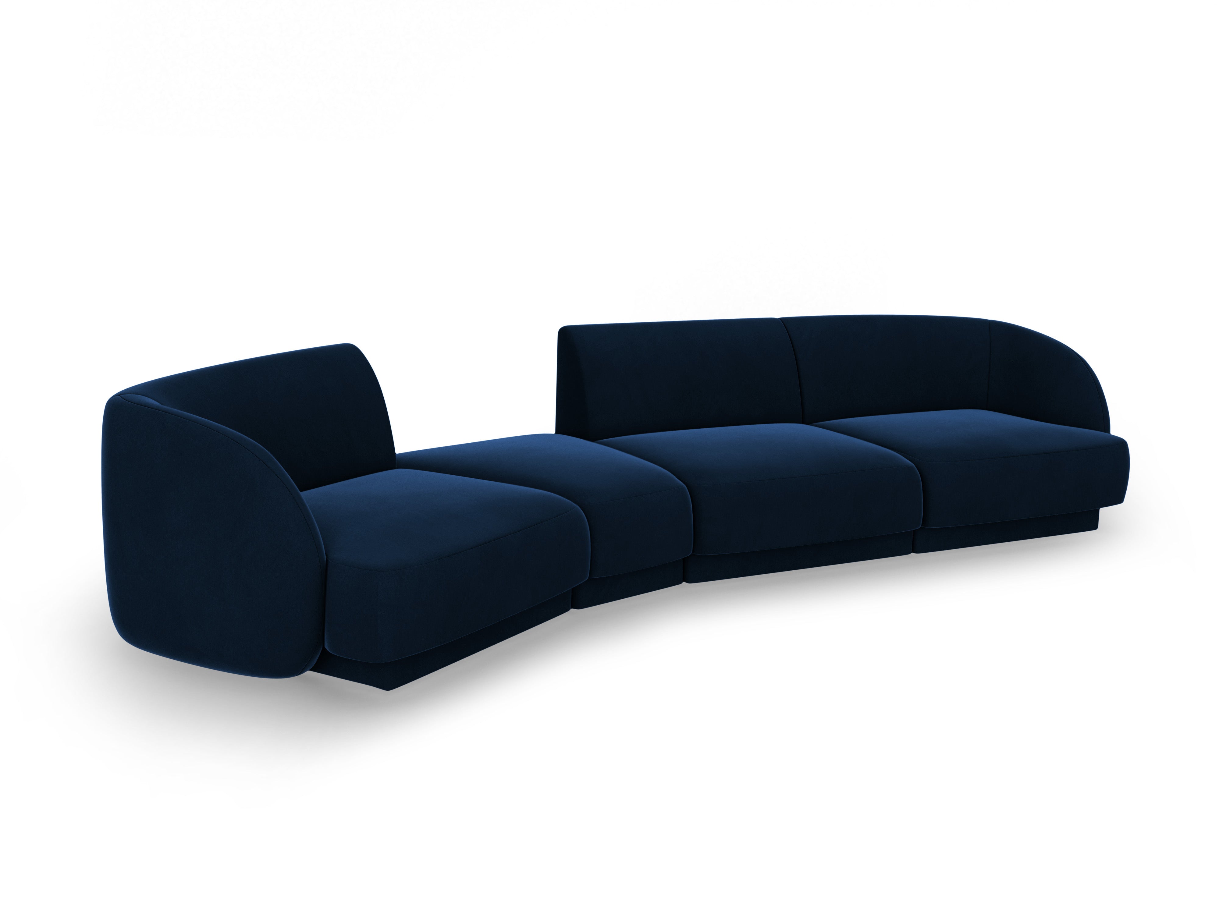 Modulares Sofa linksseitig für 6 Personen aus samtigem MILEY in königsblau