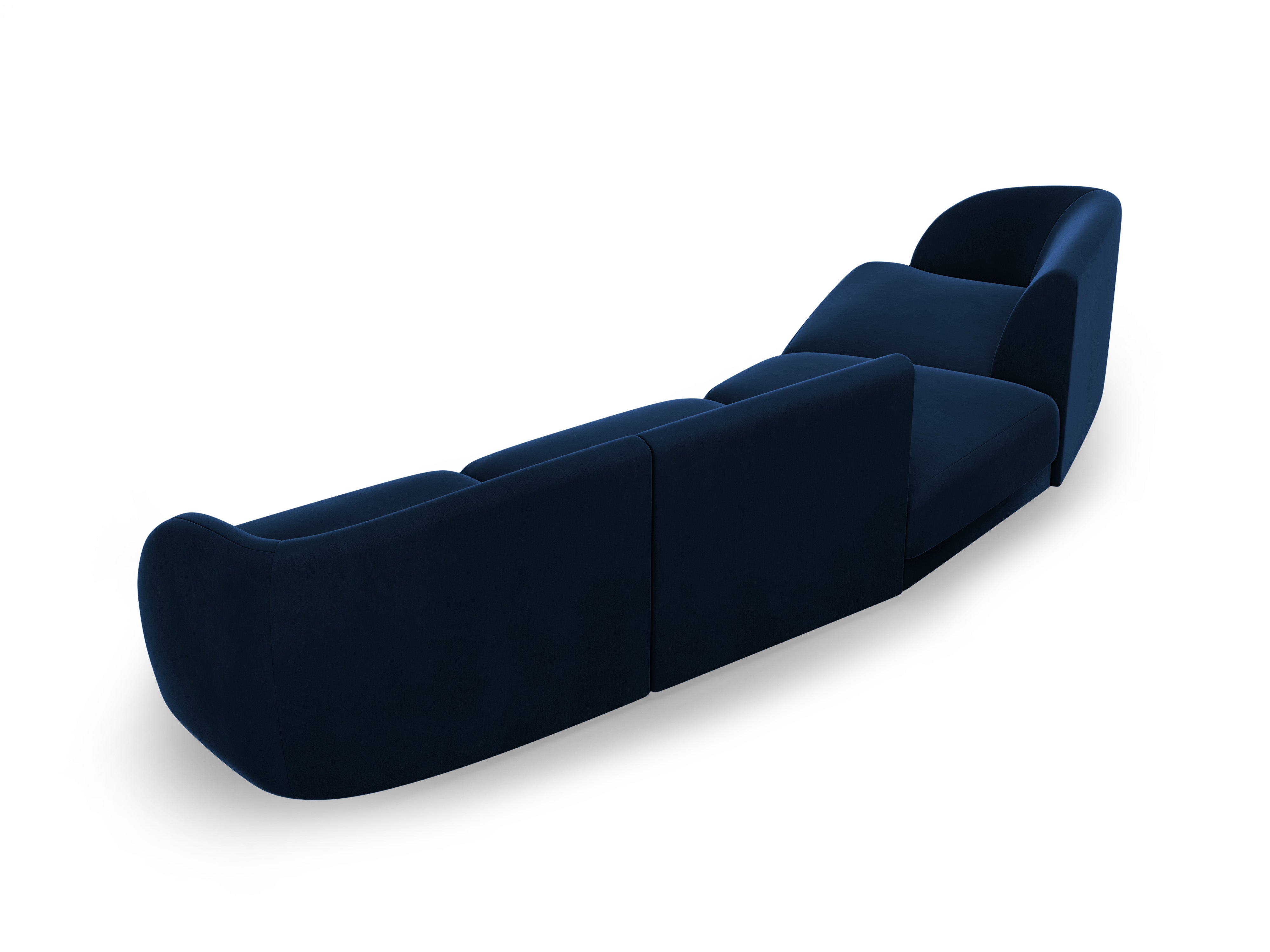 Modulares Sofa linksseitig für 6 Personen aus samtigem MILEY in königsblau