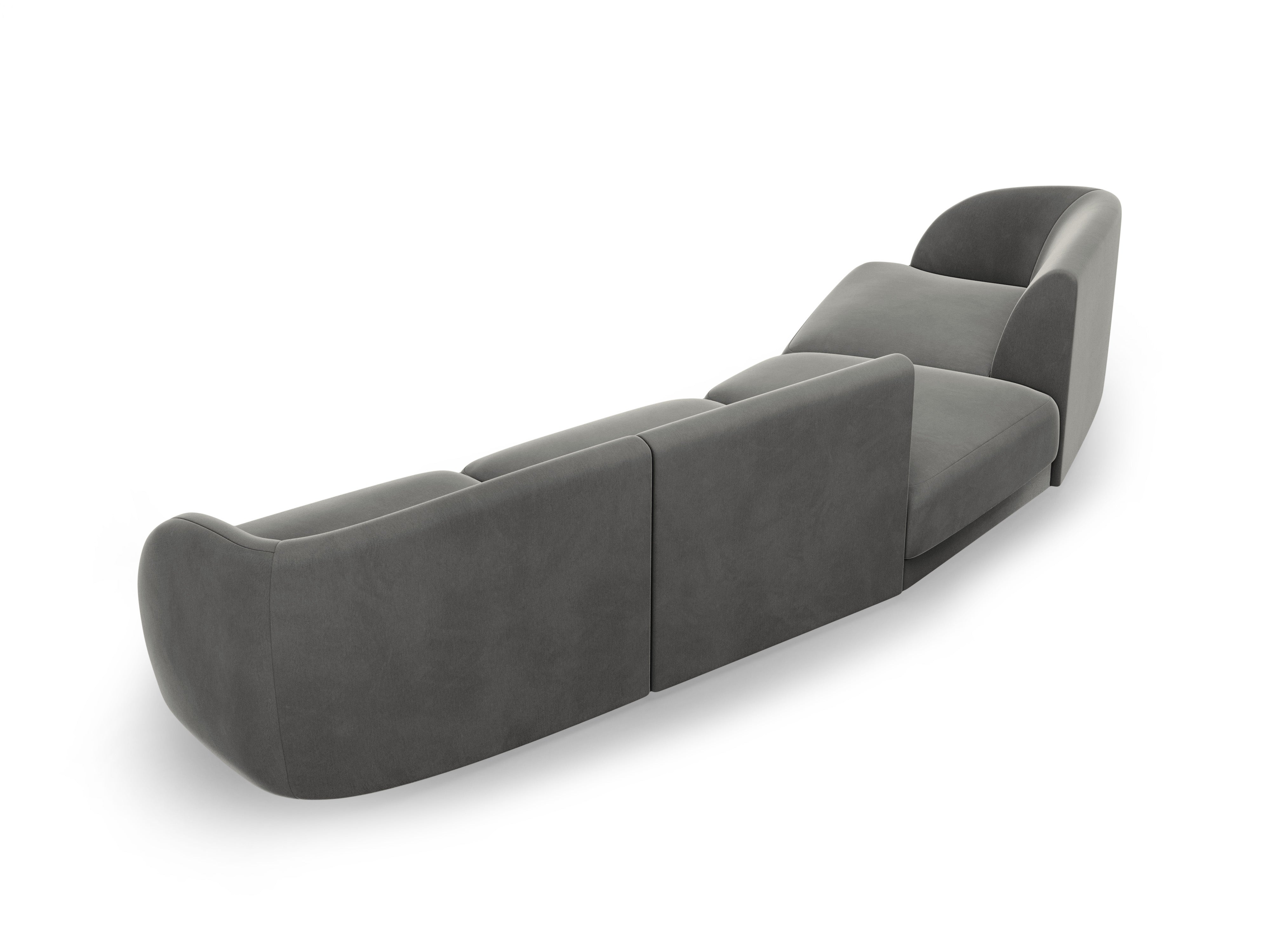 Left-facing modular sofa for 6 people in light gray velvet MILEY