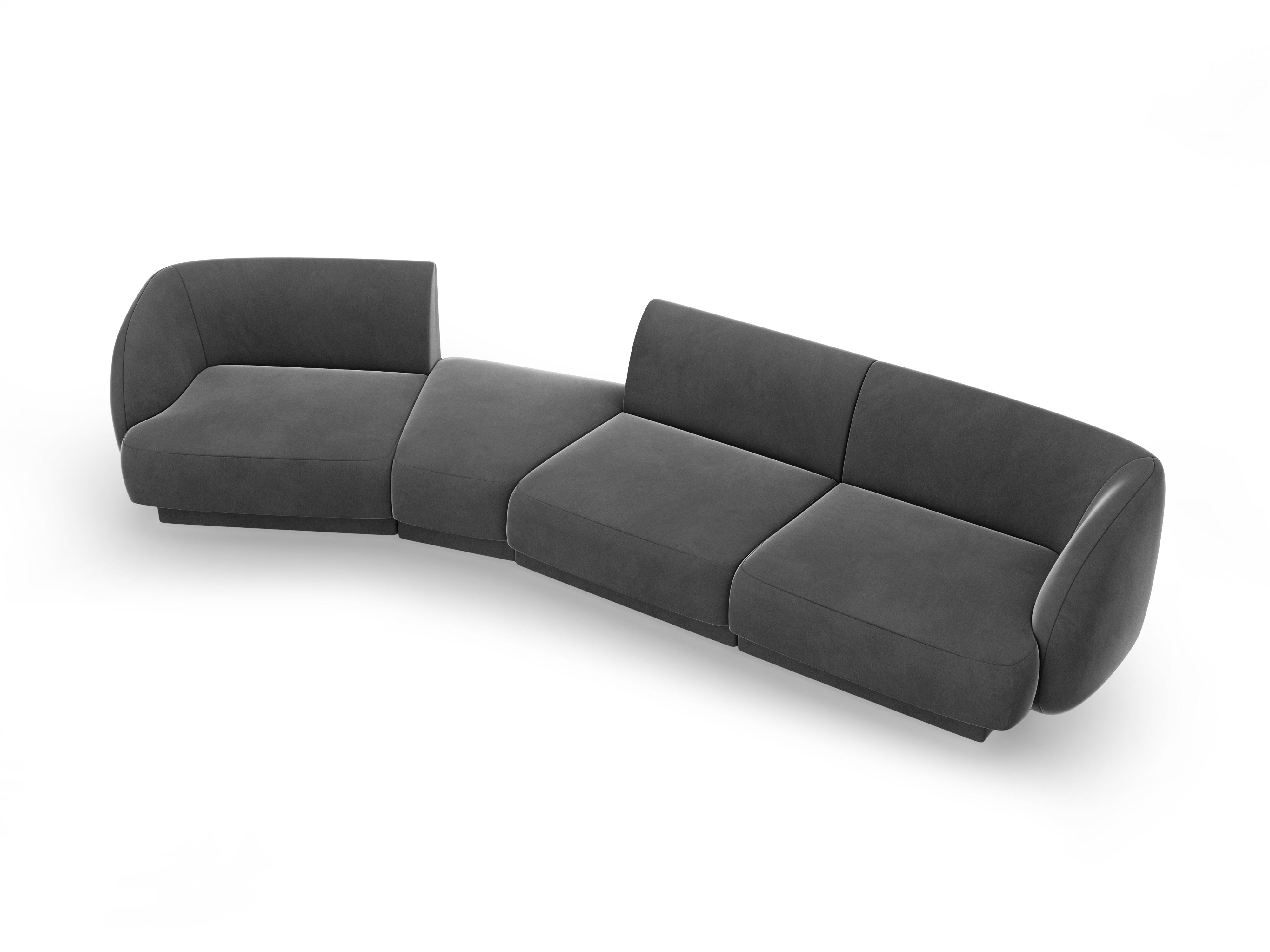 Left-facing modular velvet sofa for 6 people MILEY gray