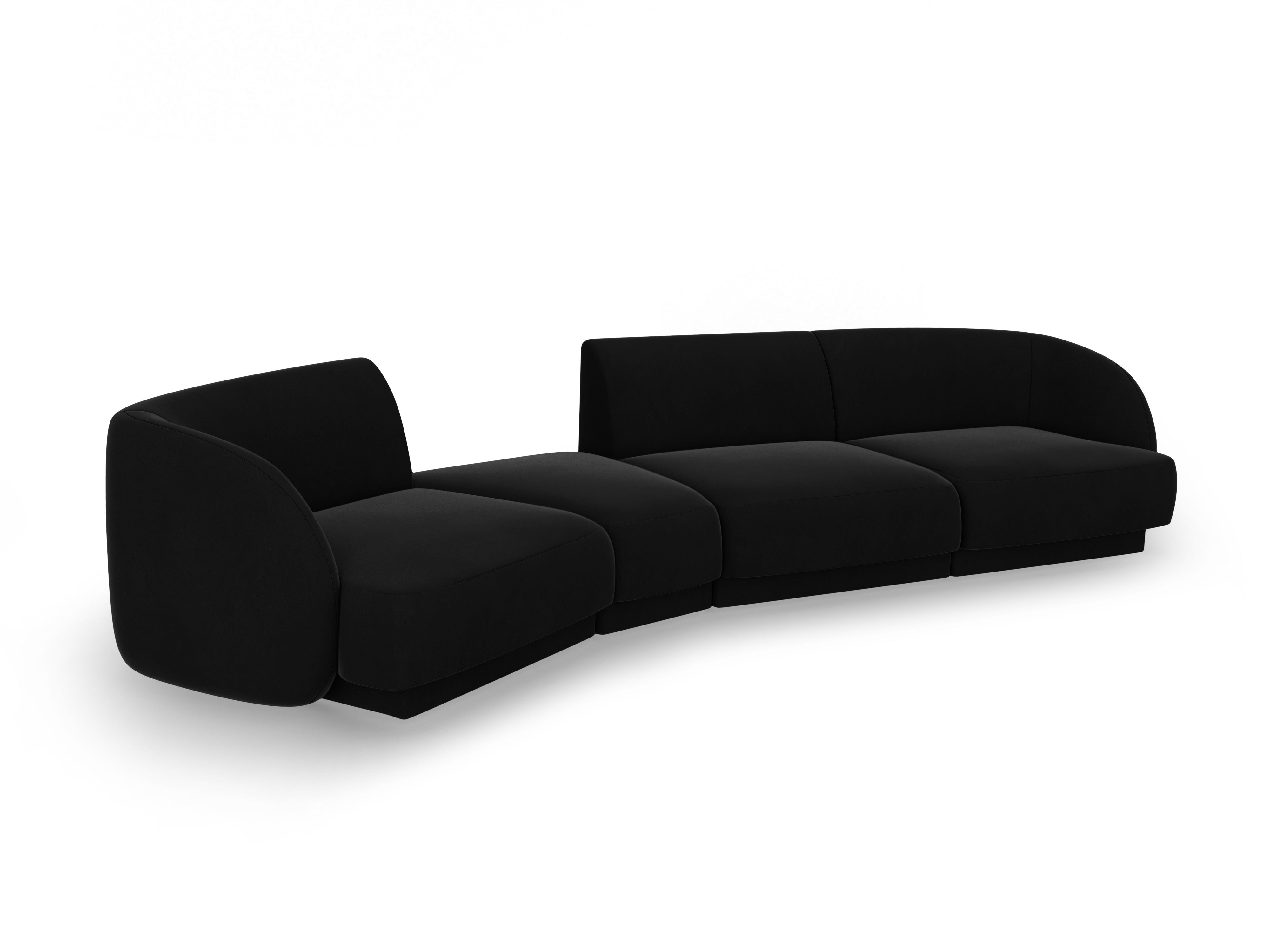 Modulares Sofa linksseitig für 6 Personen aus Samt MILEY schwarz