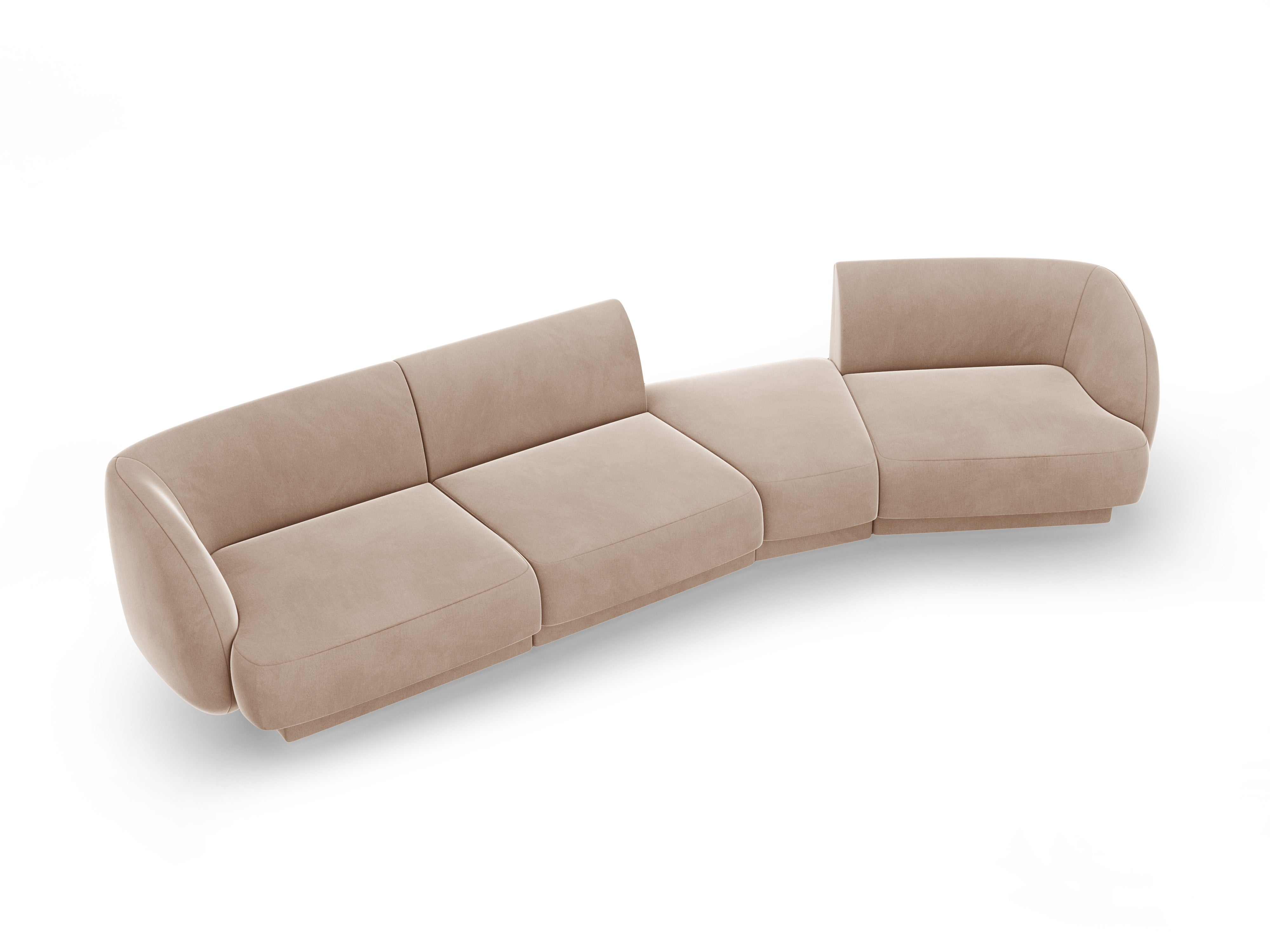 Sofa modułowa prawostronna 6-osobowa aksamitna MILEY cappuccino
