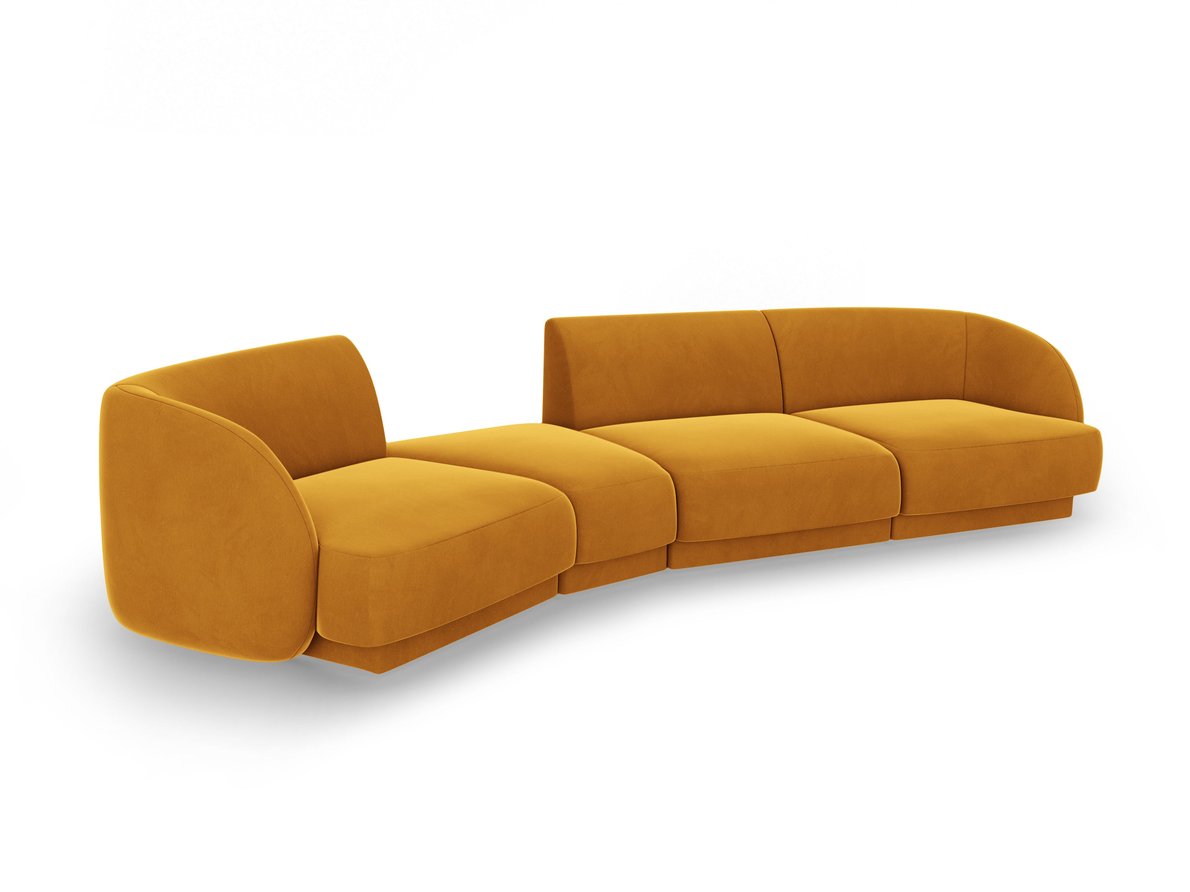 Modulares Sofa linksseitig für 6 Personen aus Samt MILEY gelb
