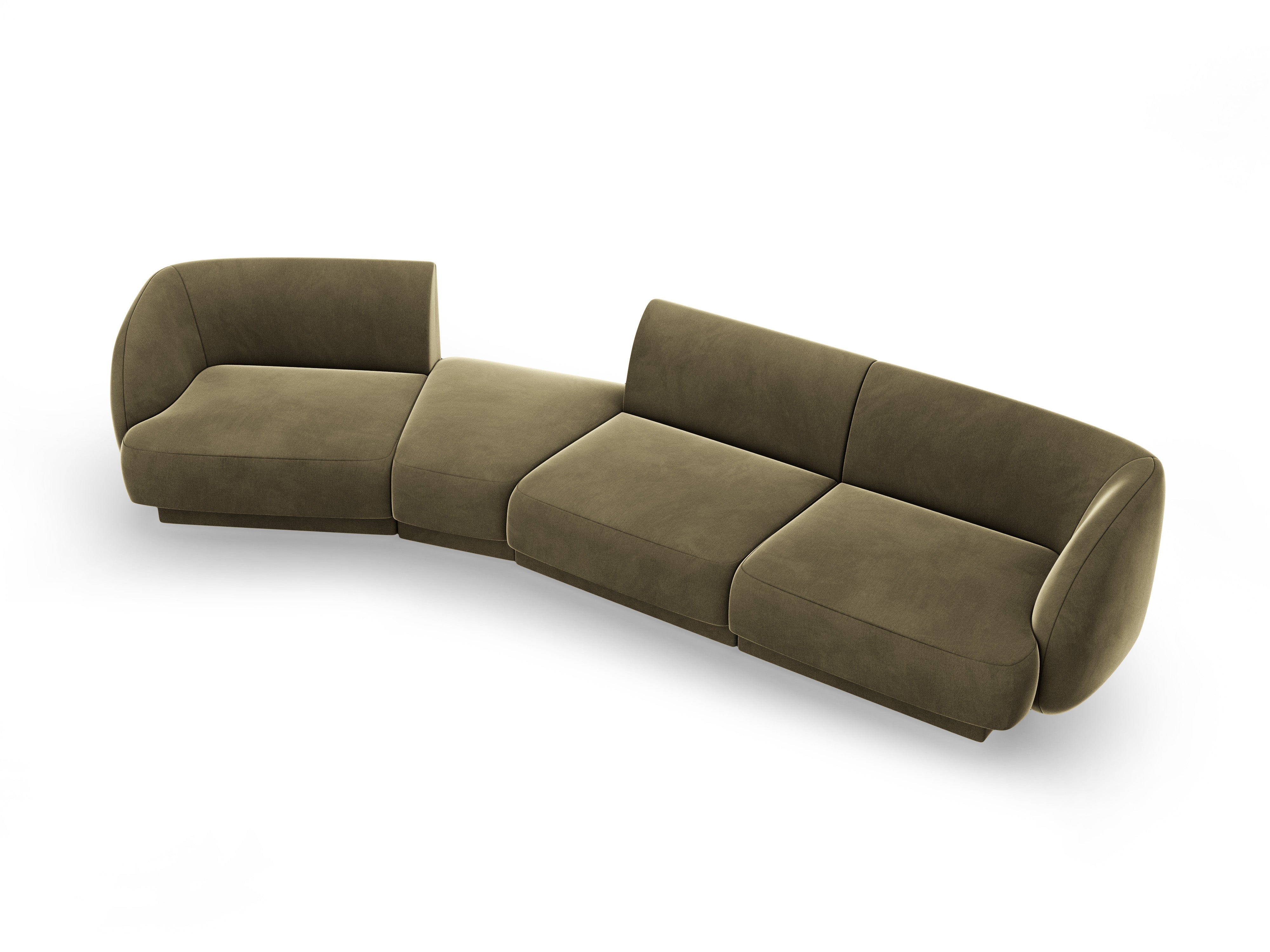 Left-facing modular velvet sofa for 6 people MILEY green