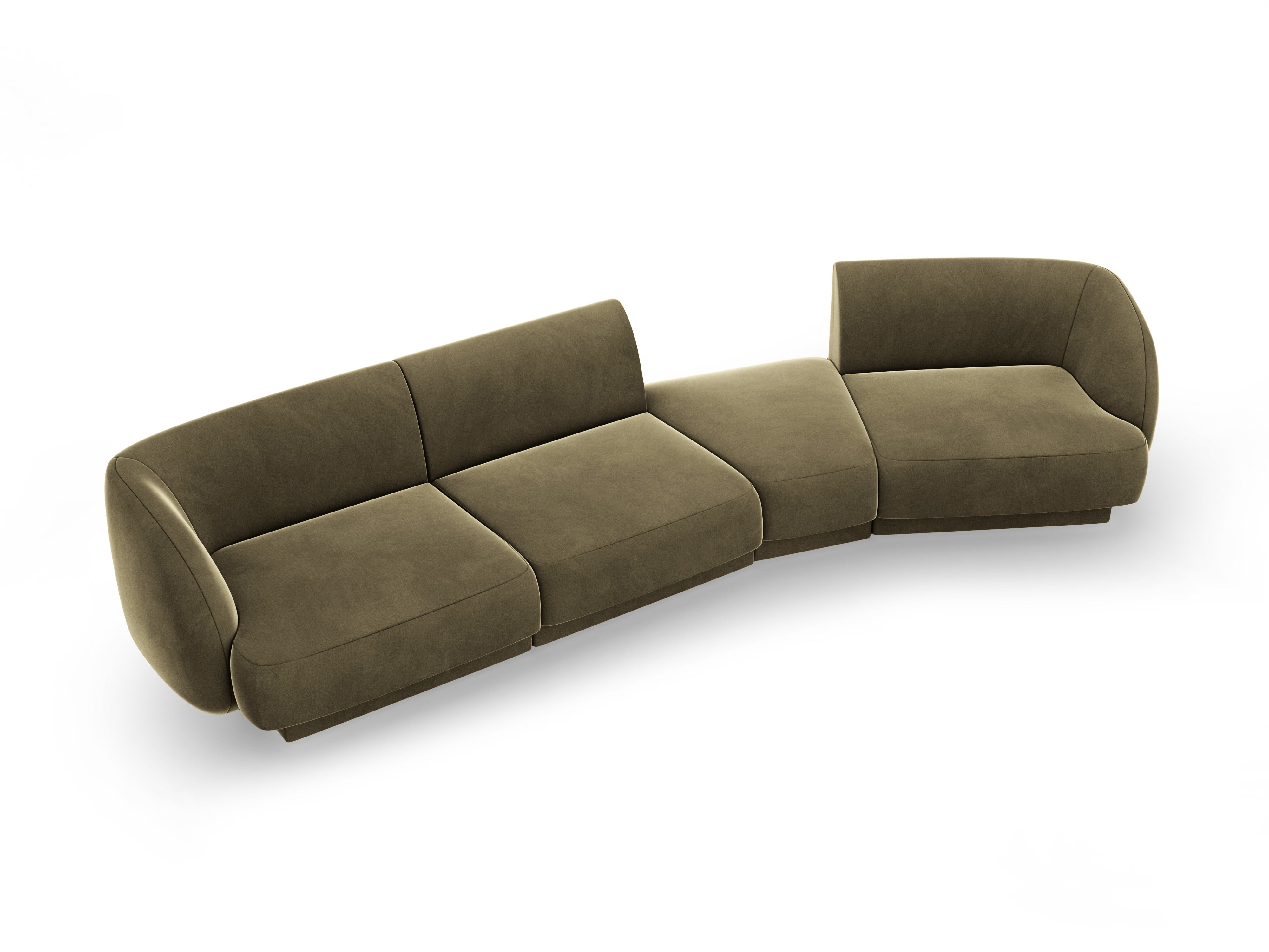 Sofa modułowa prawostronna 6-osobowa aksamitna MILEY zielony