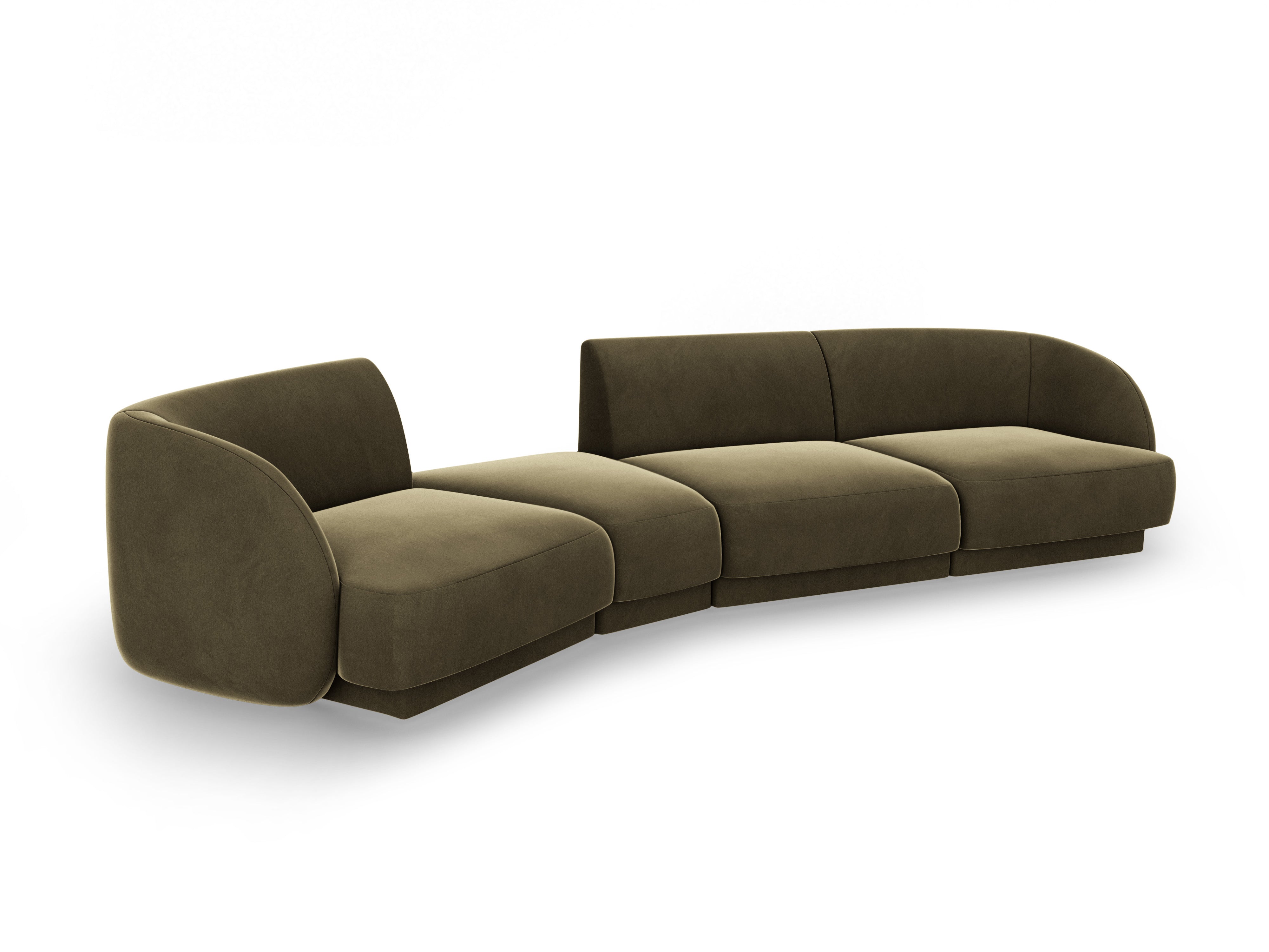 Left-facing modular velvet sofa for 6 people MILEY green