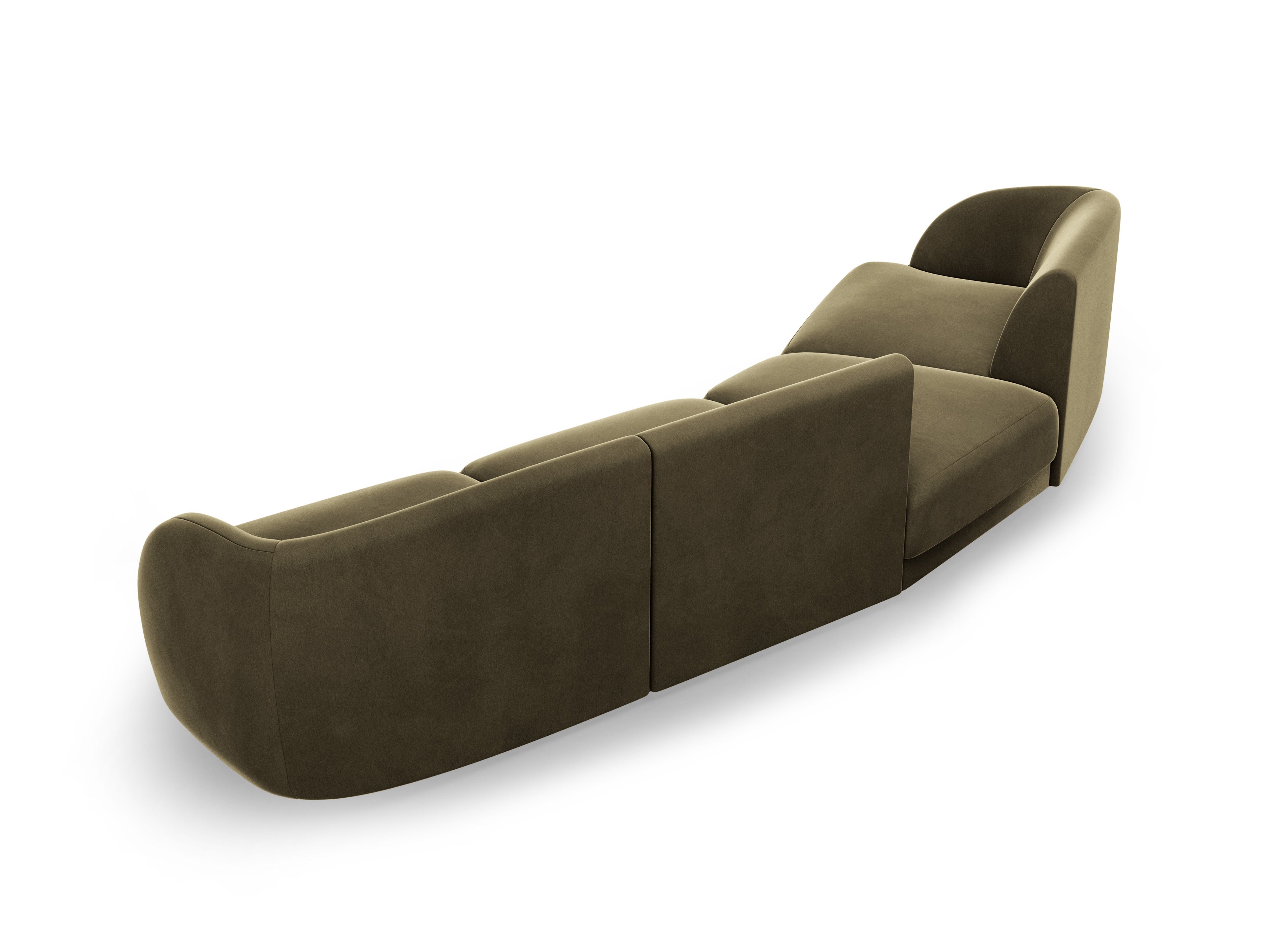 Left-facing modular velvet sofa for 6 people MILEY green
