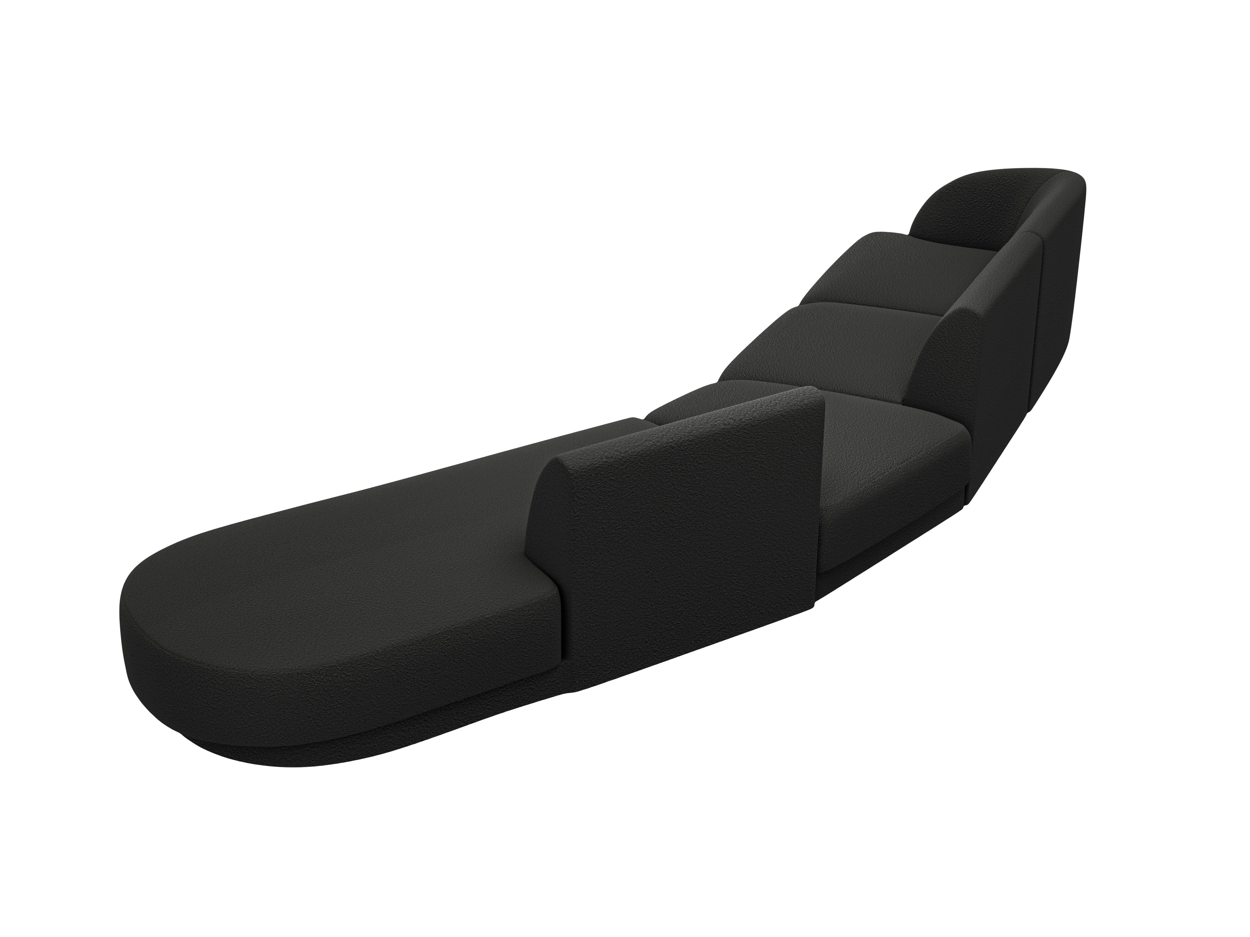 Right-facing modular corner sofa for 7 people MILEY black boucle