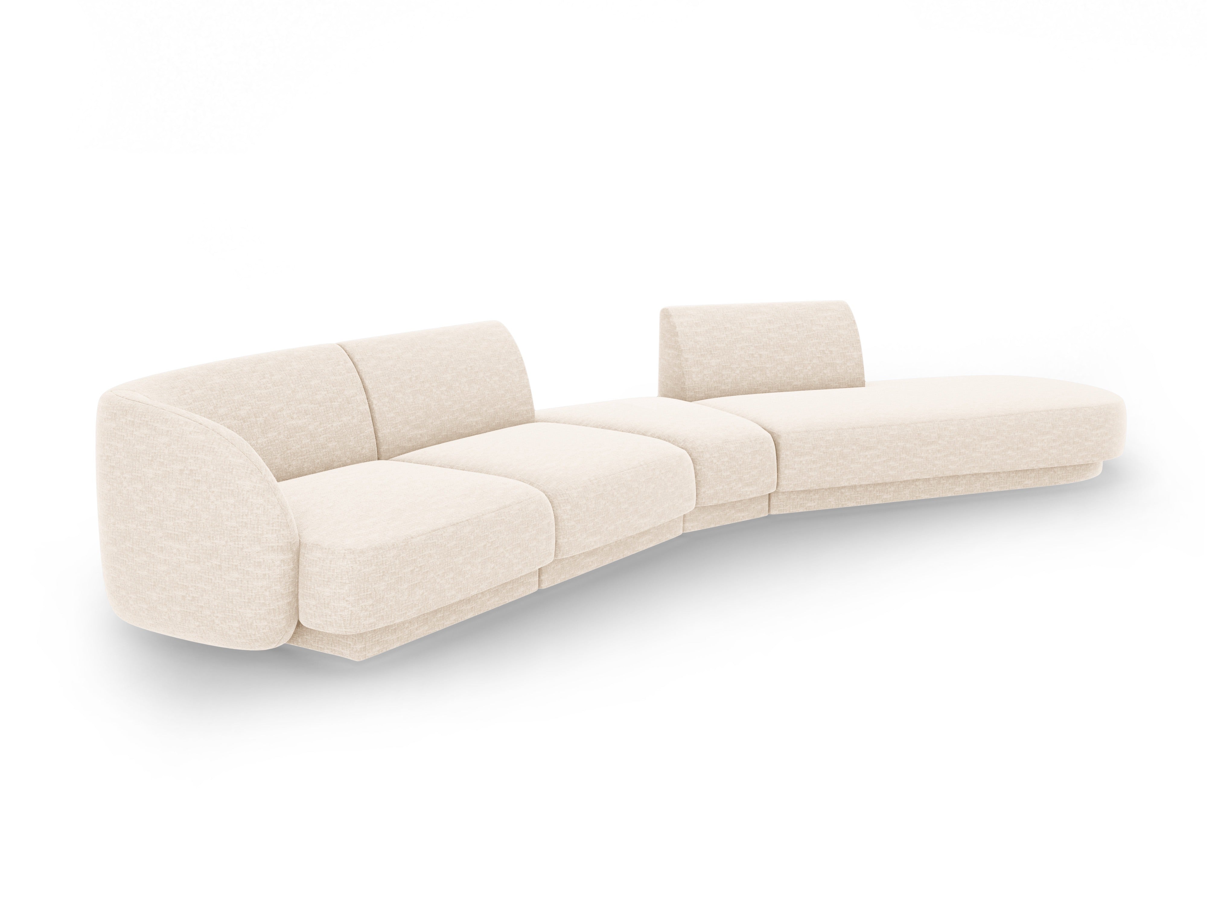 Modulares Ecksofa rechtsseitig für 7 Personen MILEY hellbeige samtseidig