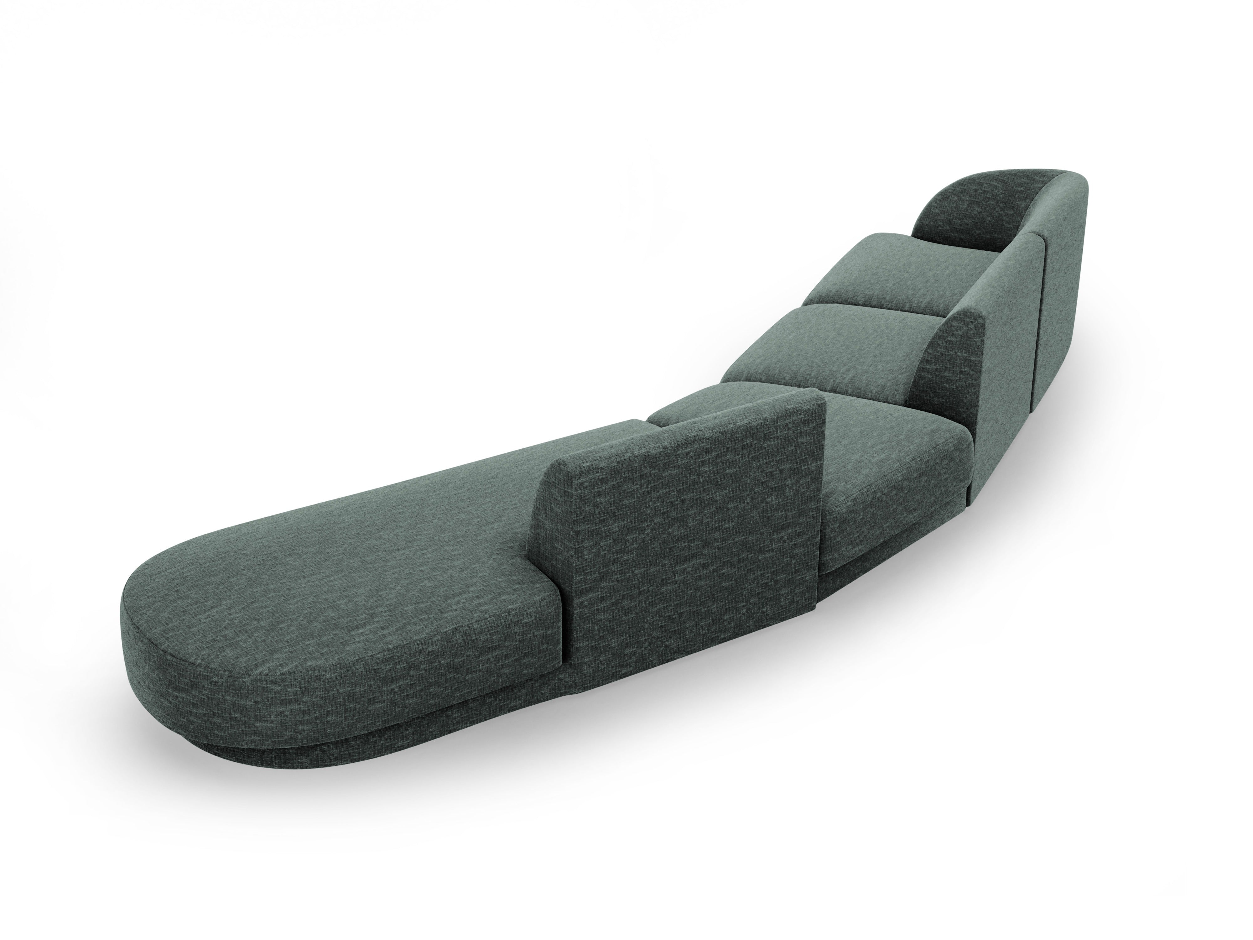 Modulares Ecksofa rechtsseitig für 7 Personen MILEY petrolblau samtig