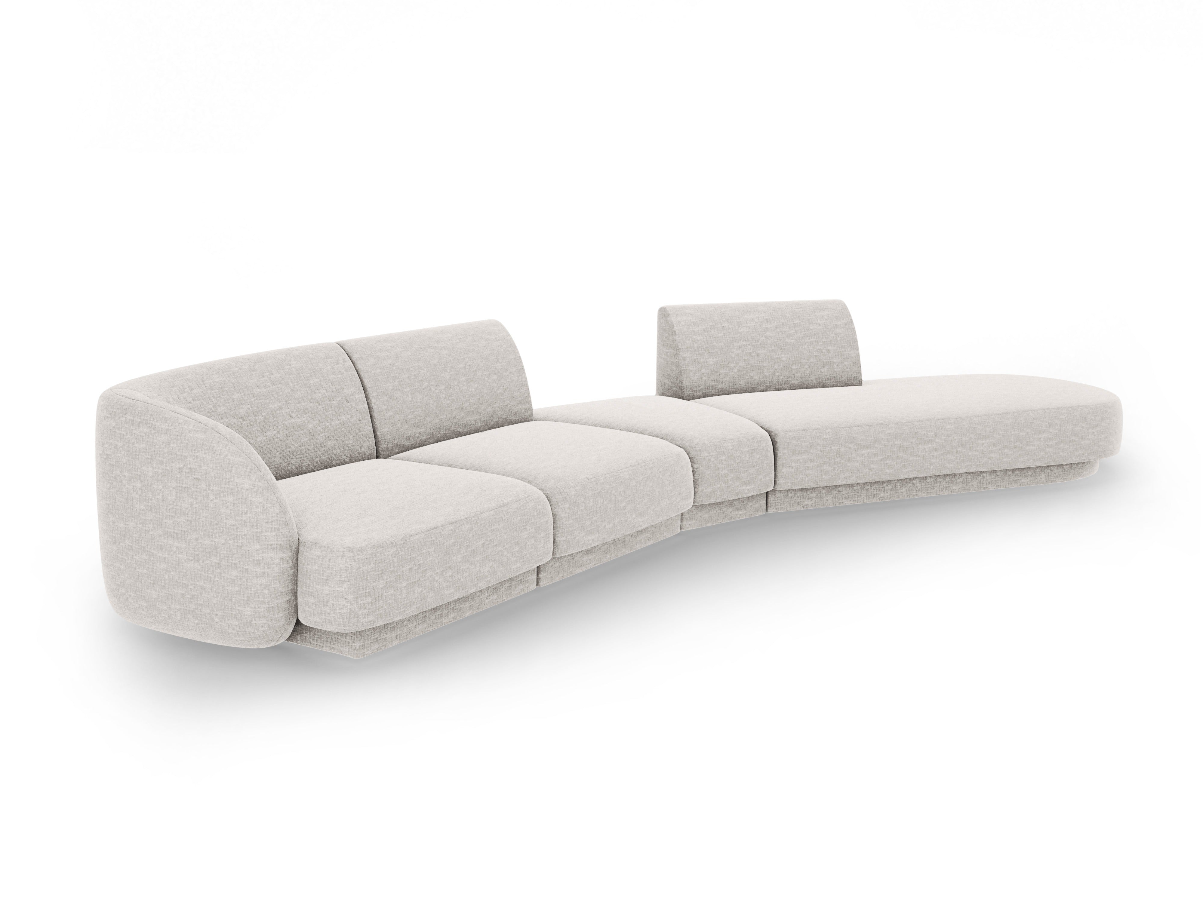 Right-facing modular corner sofa for 7 people MILEY light gray silky chenille