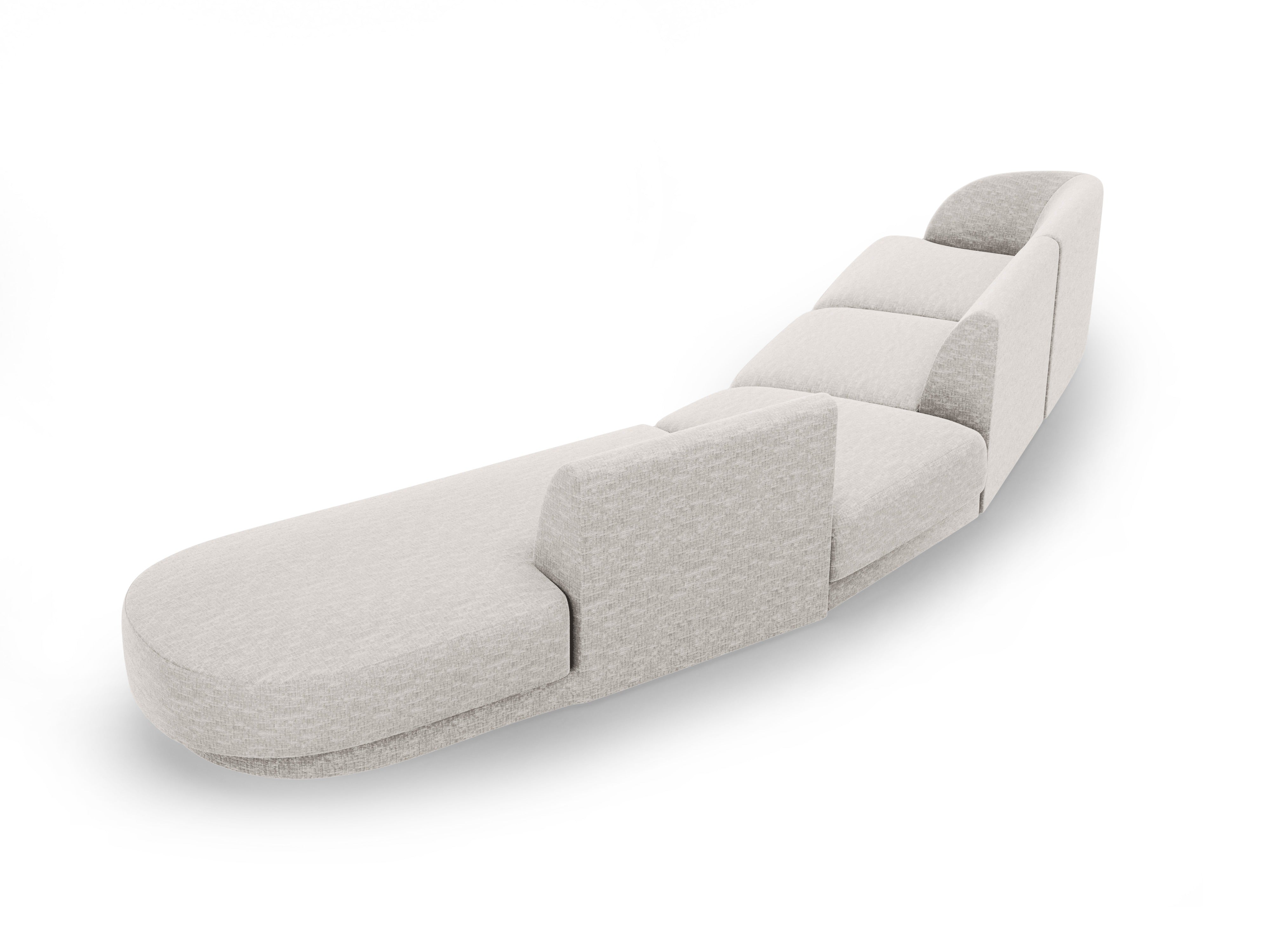 Right-facing modular corner sofa for 7 people MILEY light gray silky chenille