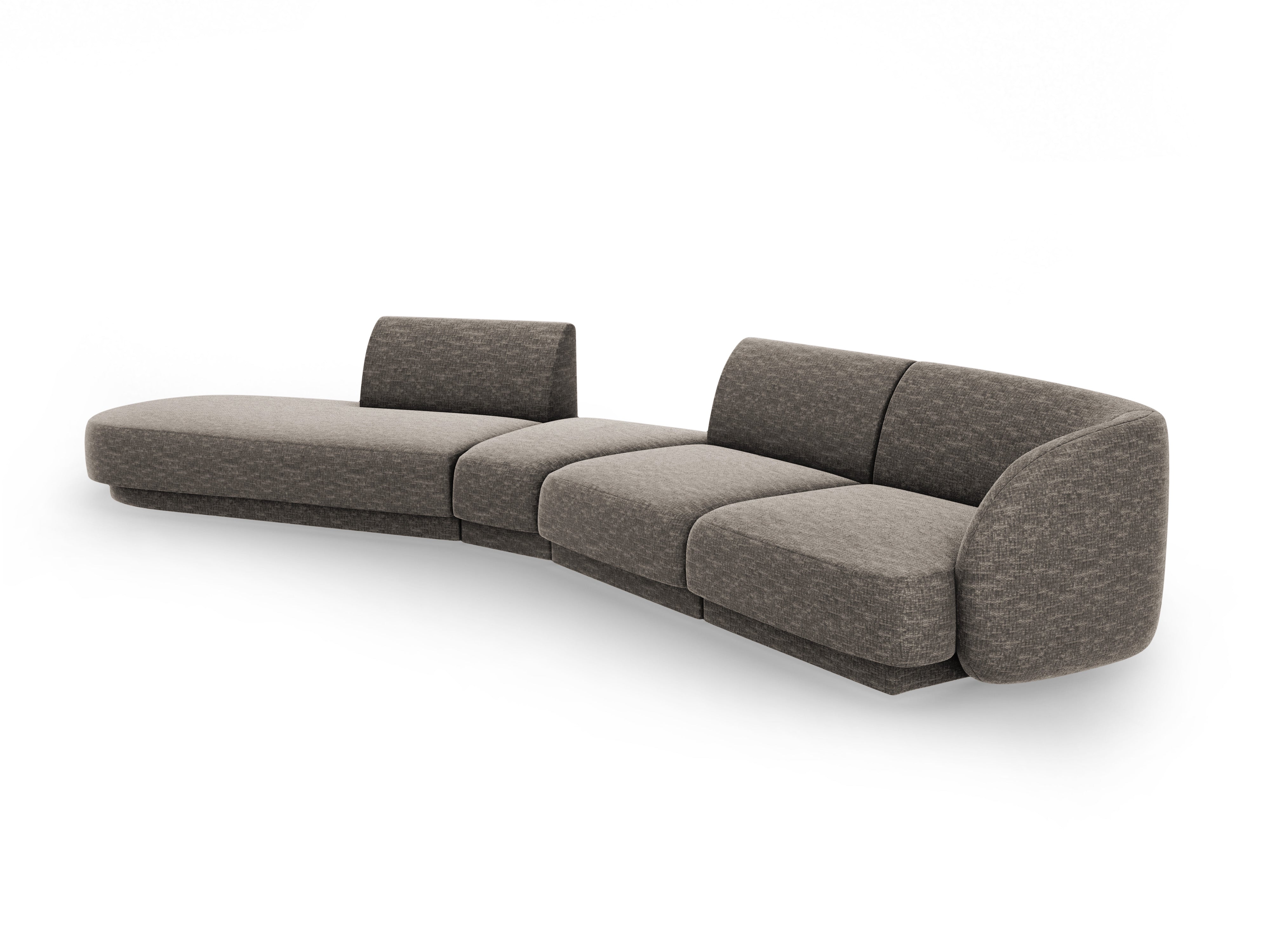 Left-facing modular corner sofa for 7 people MILEY dark gray silky chenille