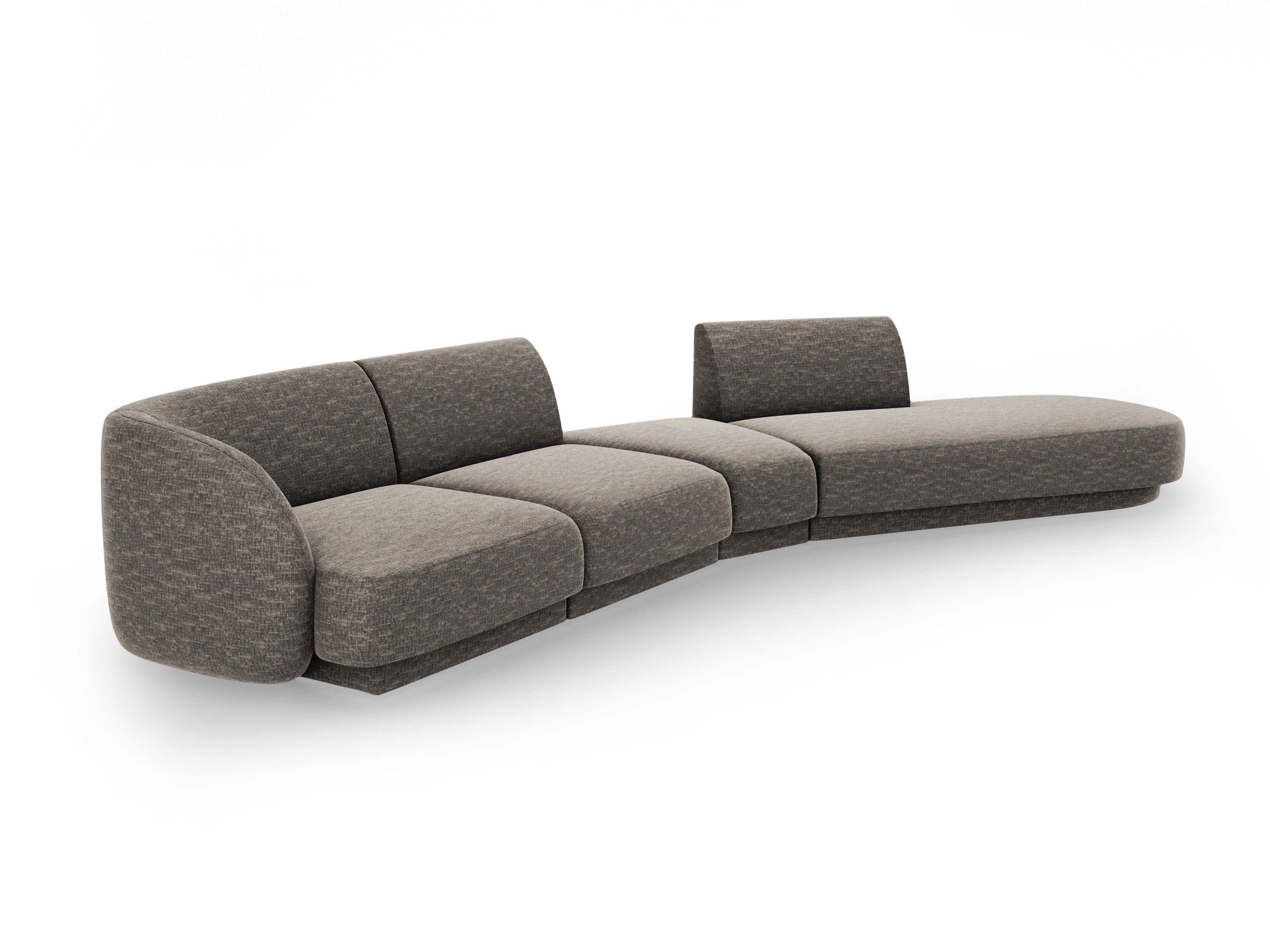 Right-facing modular corner sofa for 7 people MILEY in silky gray chenille