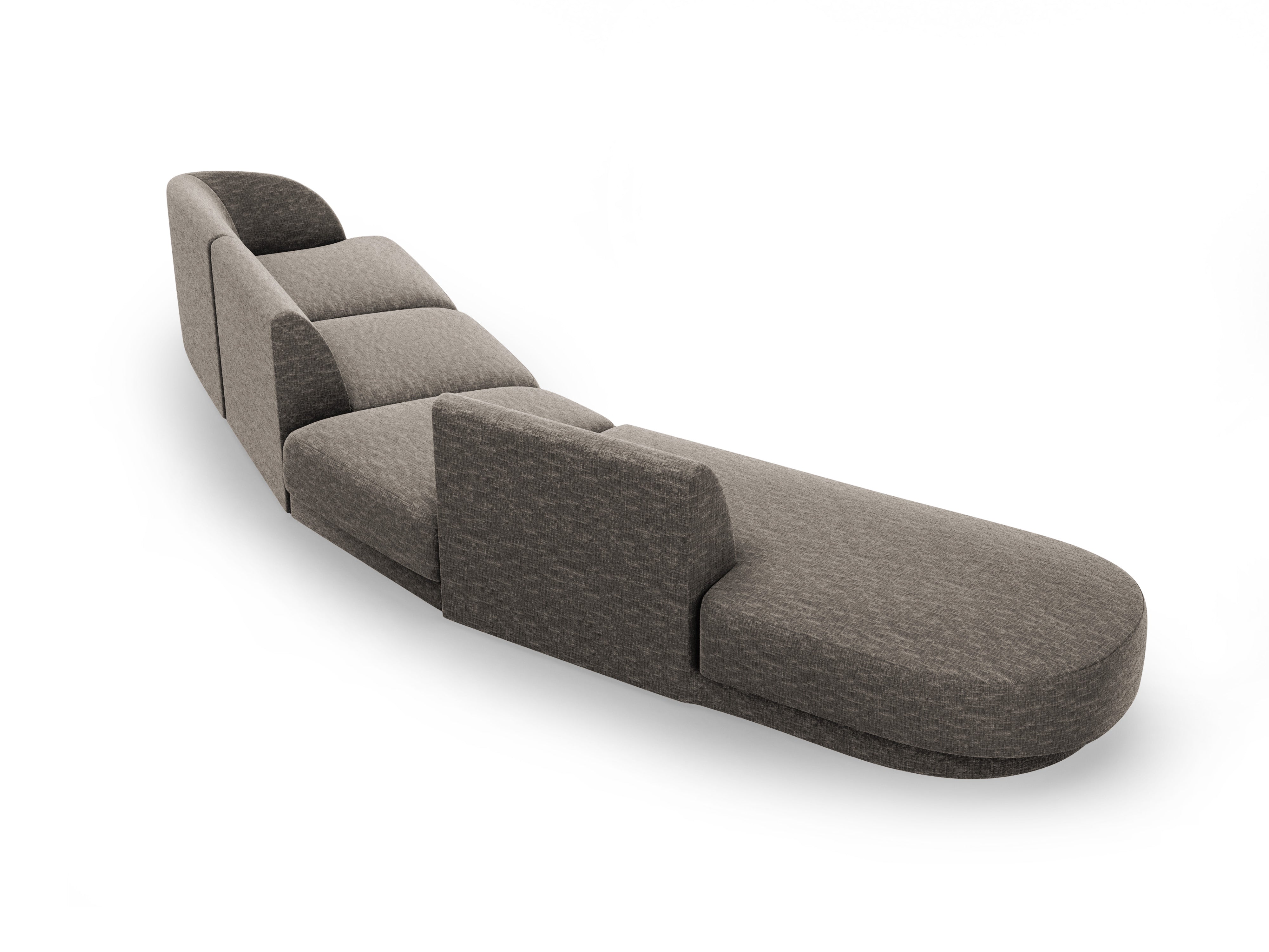 Left-facing modular corner sofa for 7 people MILEY dark gray silky chenille