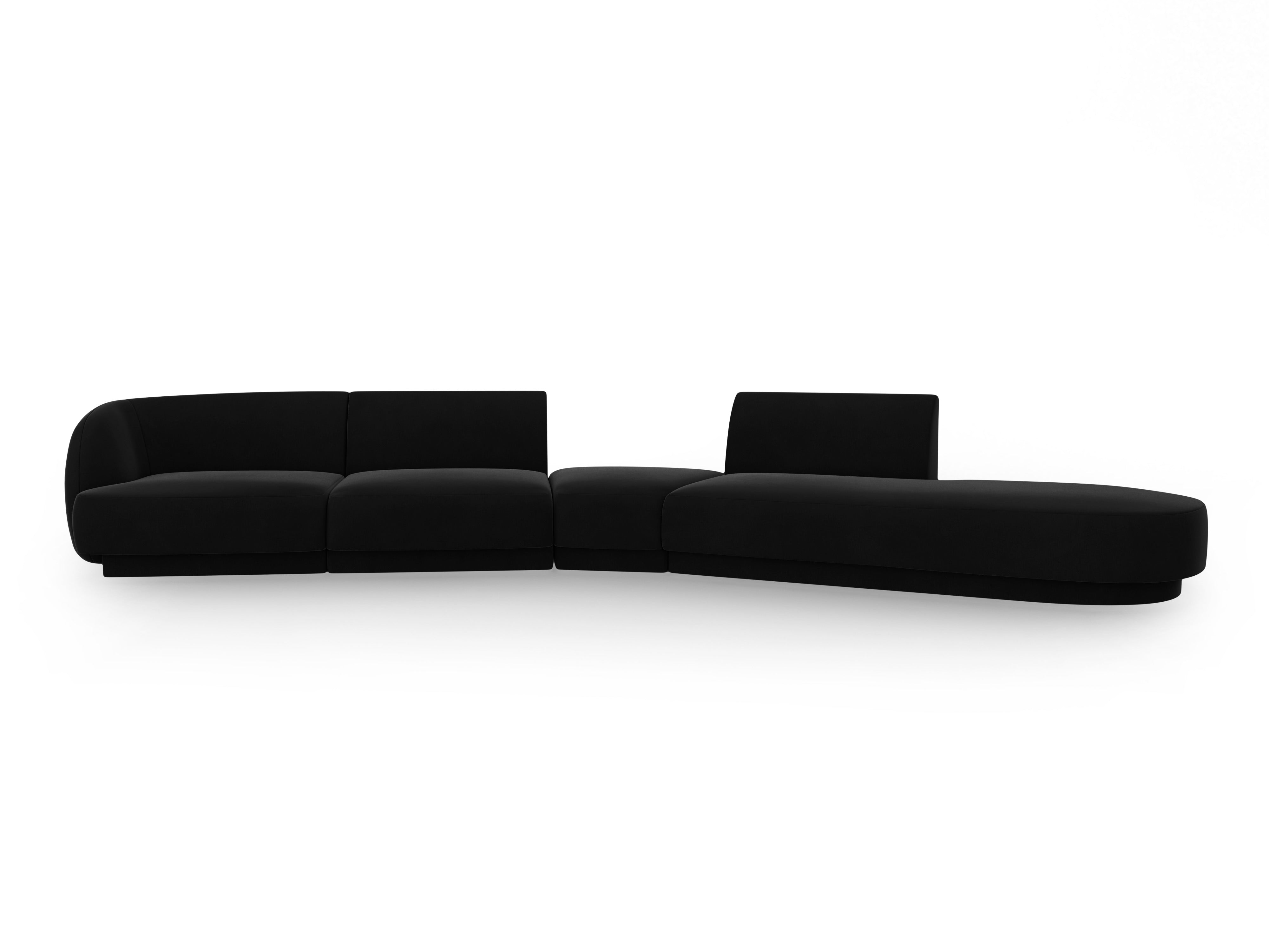 Modular velvet corner sofa right-facing 7-seater MILEY black