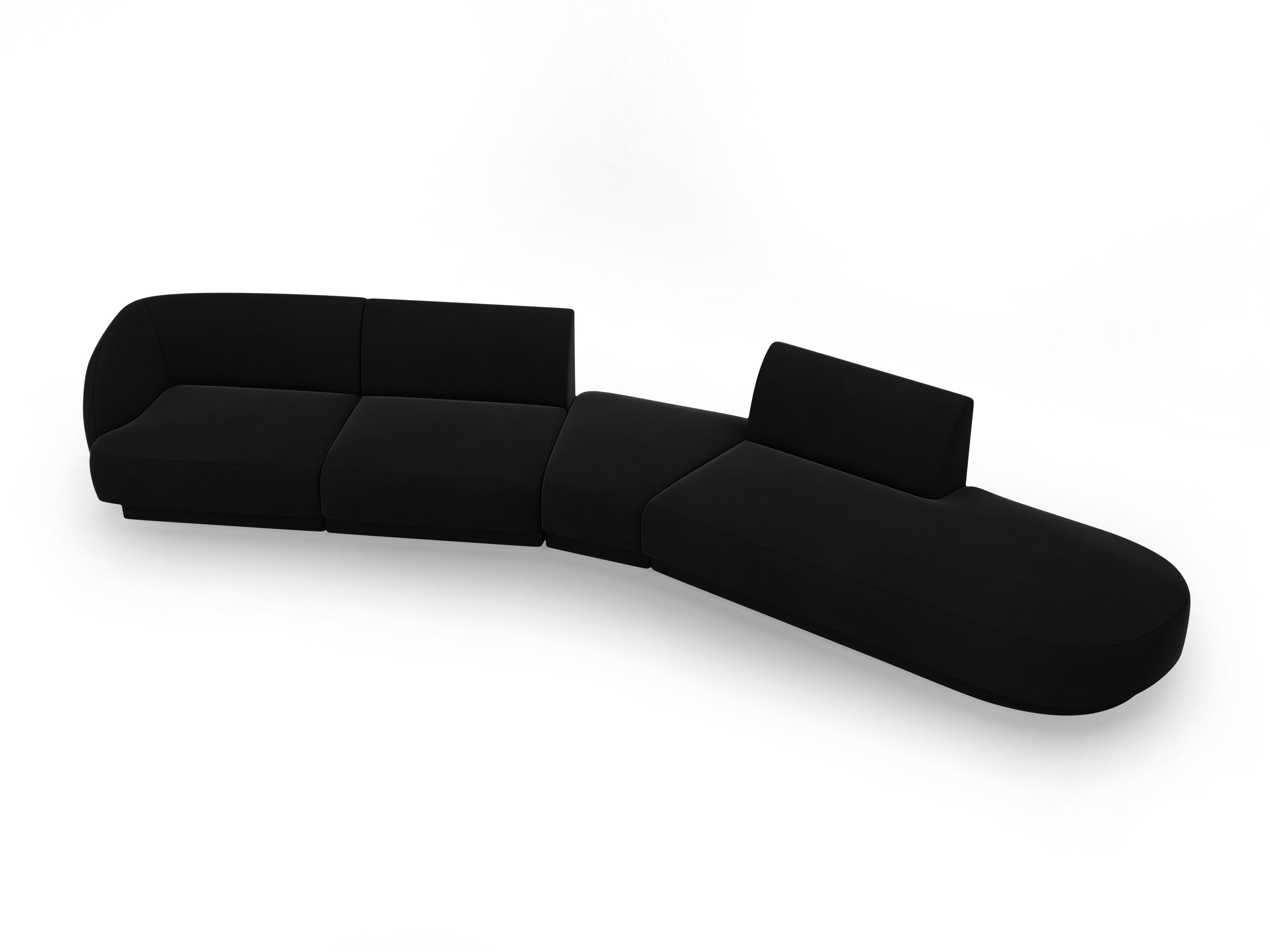 Modular velvet corner sofa right-facing 7-seater MILEY black