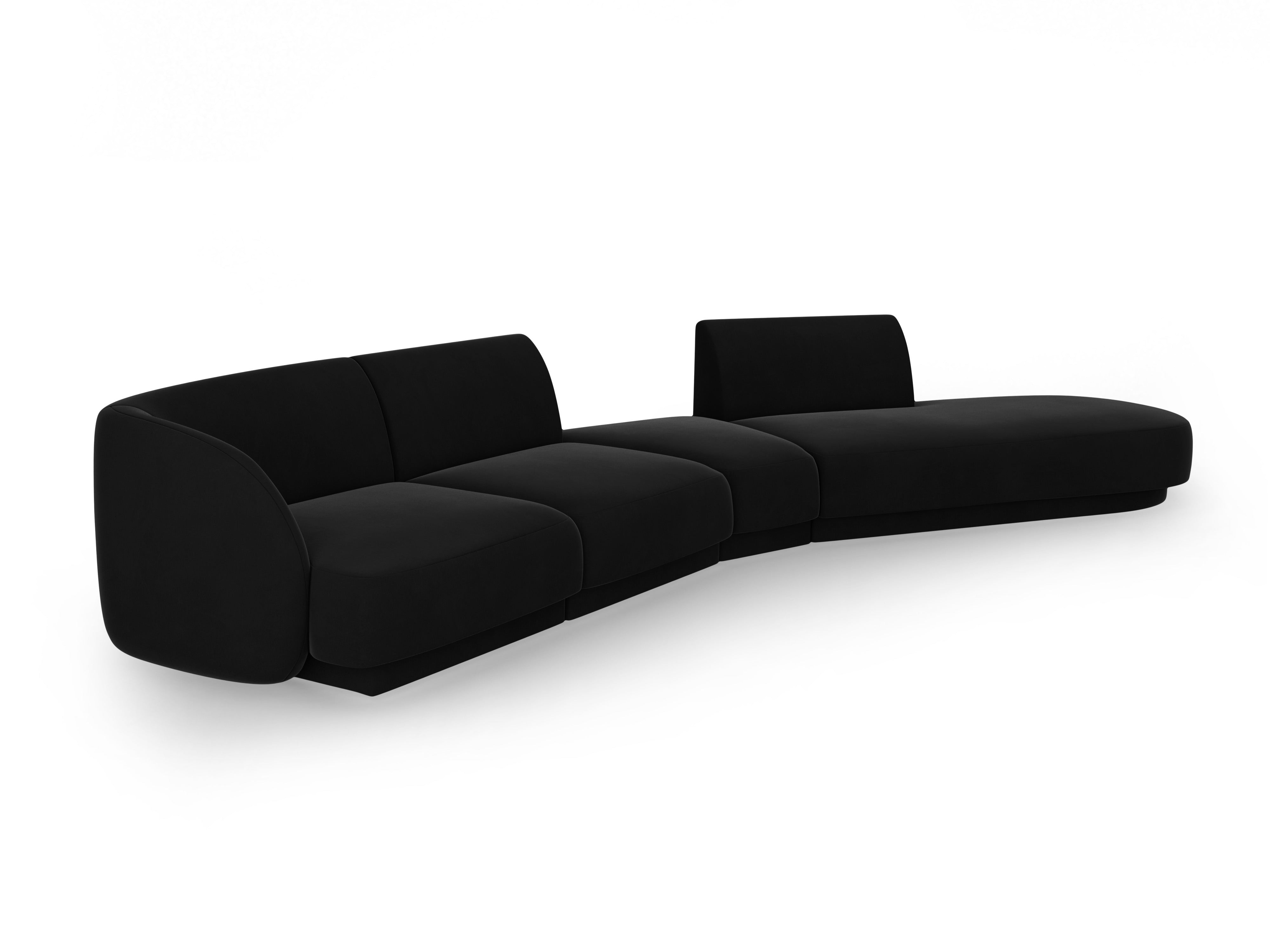 Modular velvet corner sofa right-facing 7-seater MILEY black
