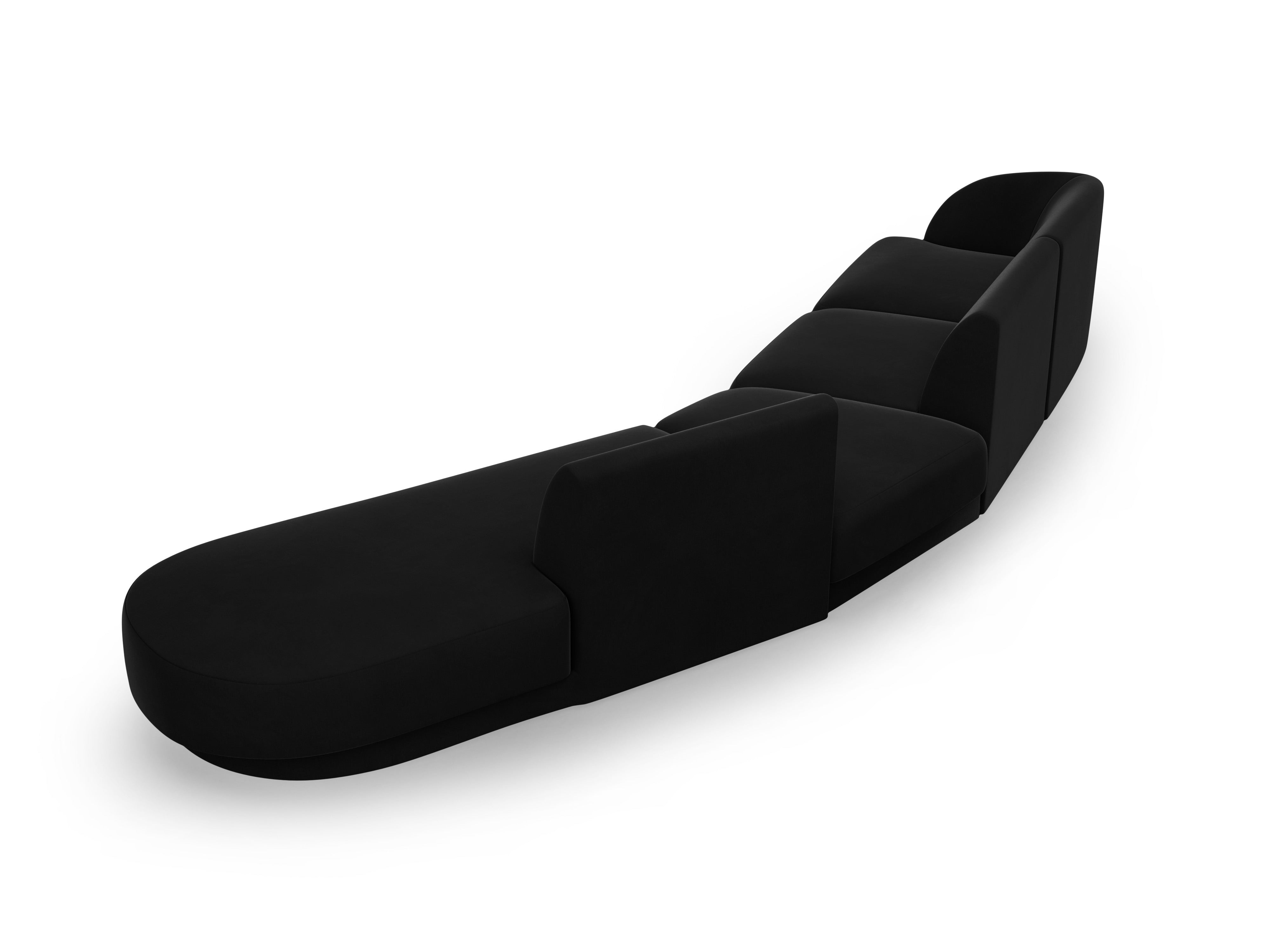 Modular velvet corner sofa right-facing 7-seater MILEY black