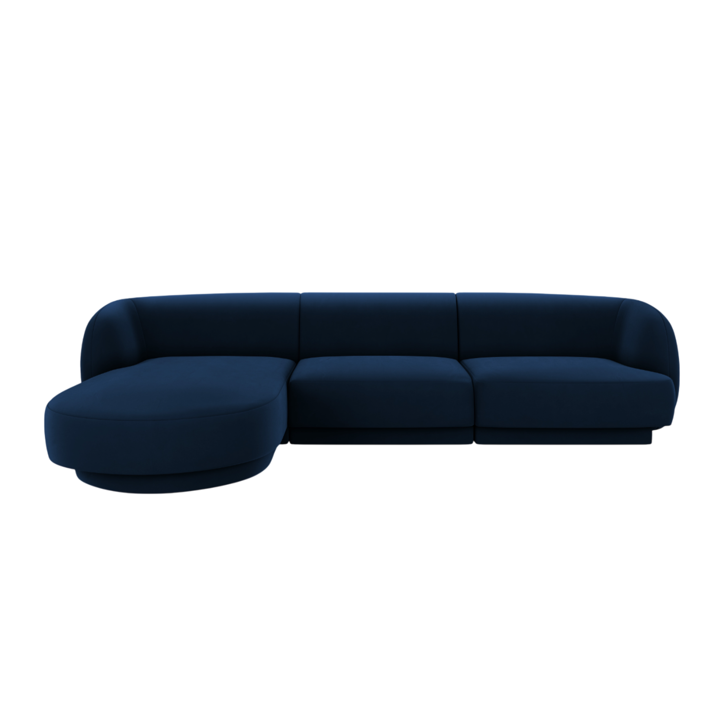 Samt-Ecksofa für 4 Personen links MILEY in Marineblau