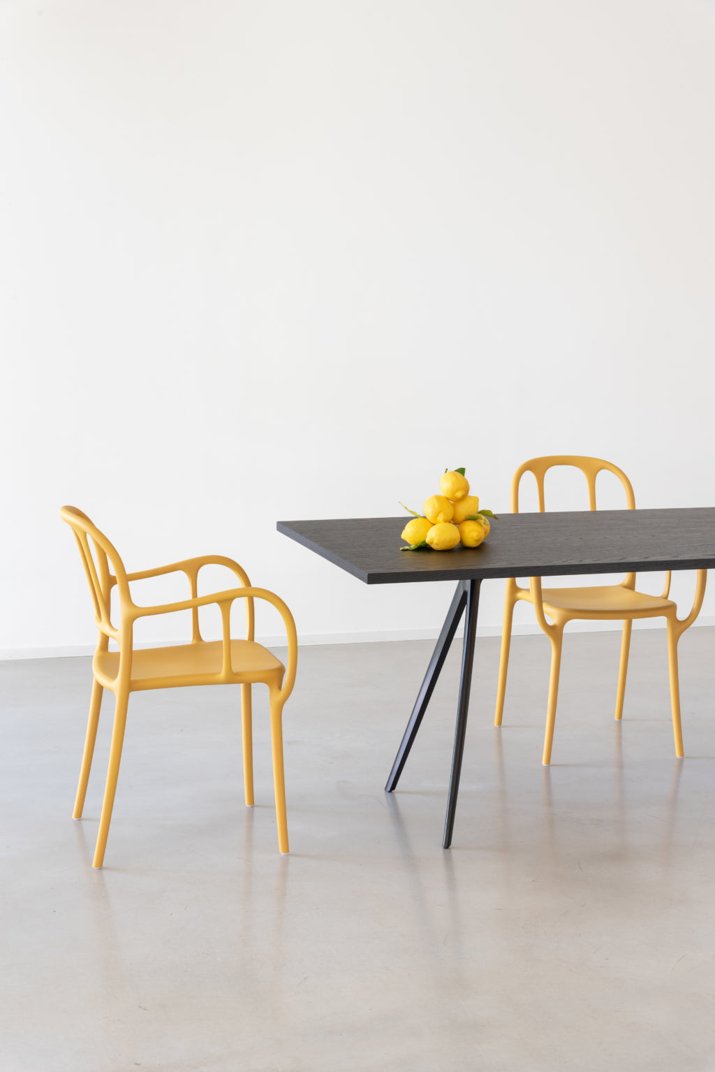BAGUETTE table with a black aluminum base