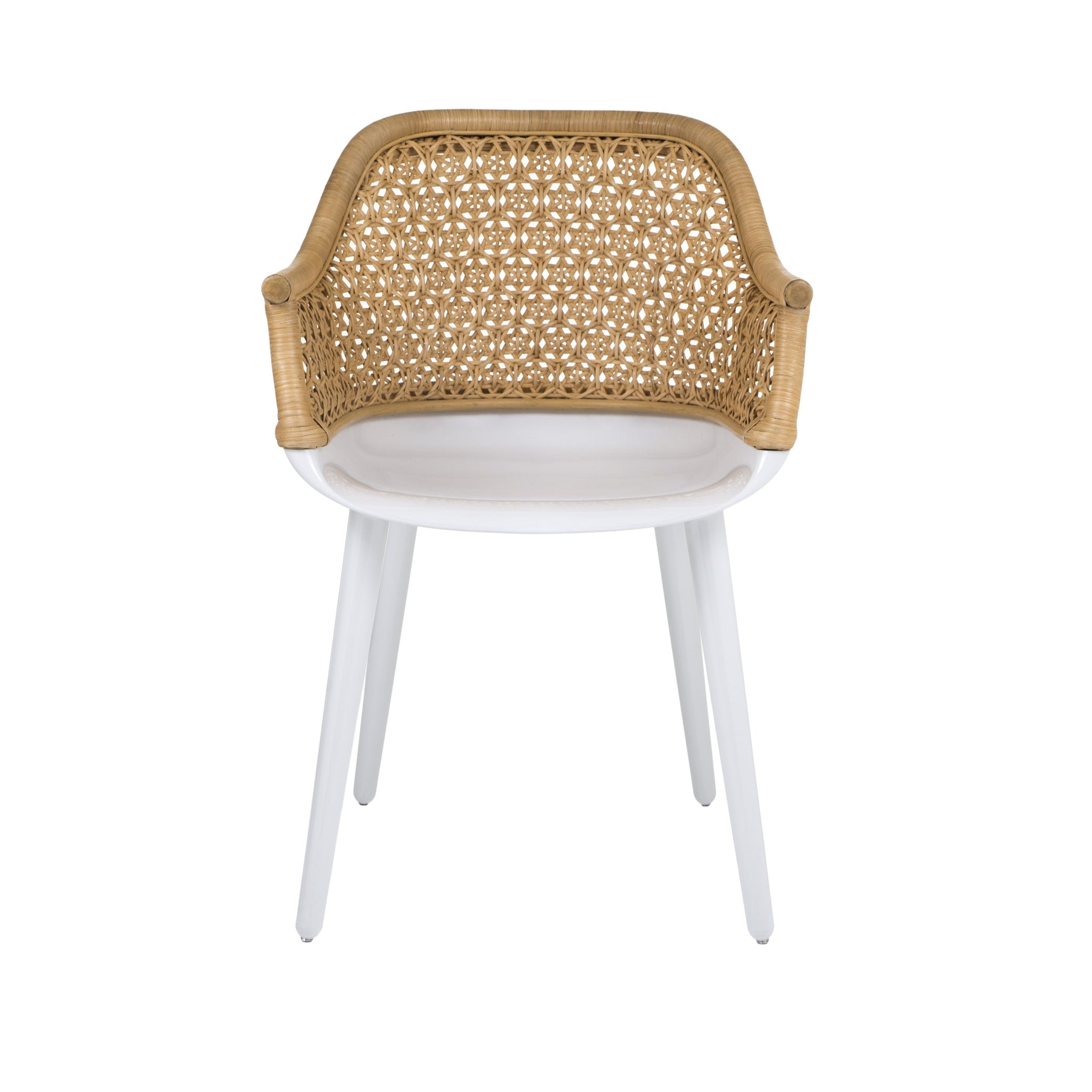 CYBORG ELEGANT chair with a white base and wicker backrest