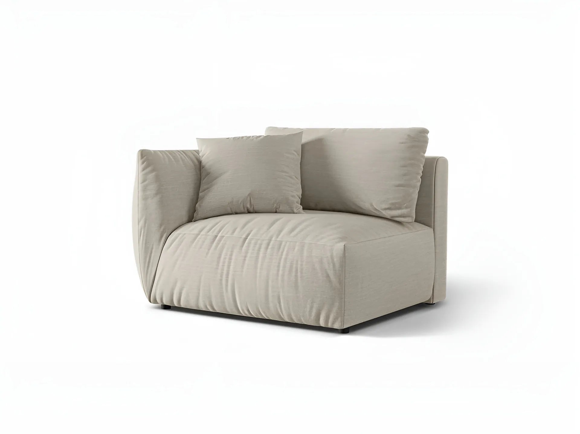 Modulares Sofa CHRIS - breites linkes Element in cremefarbenem Chenille
