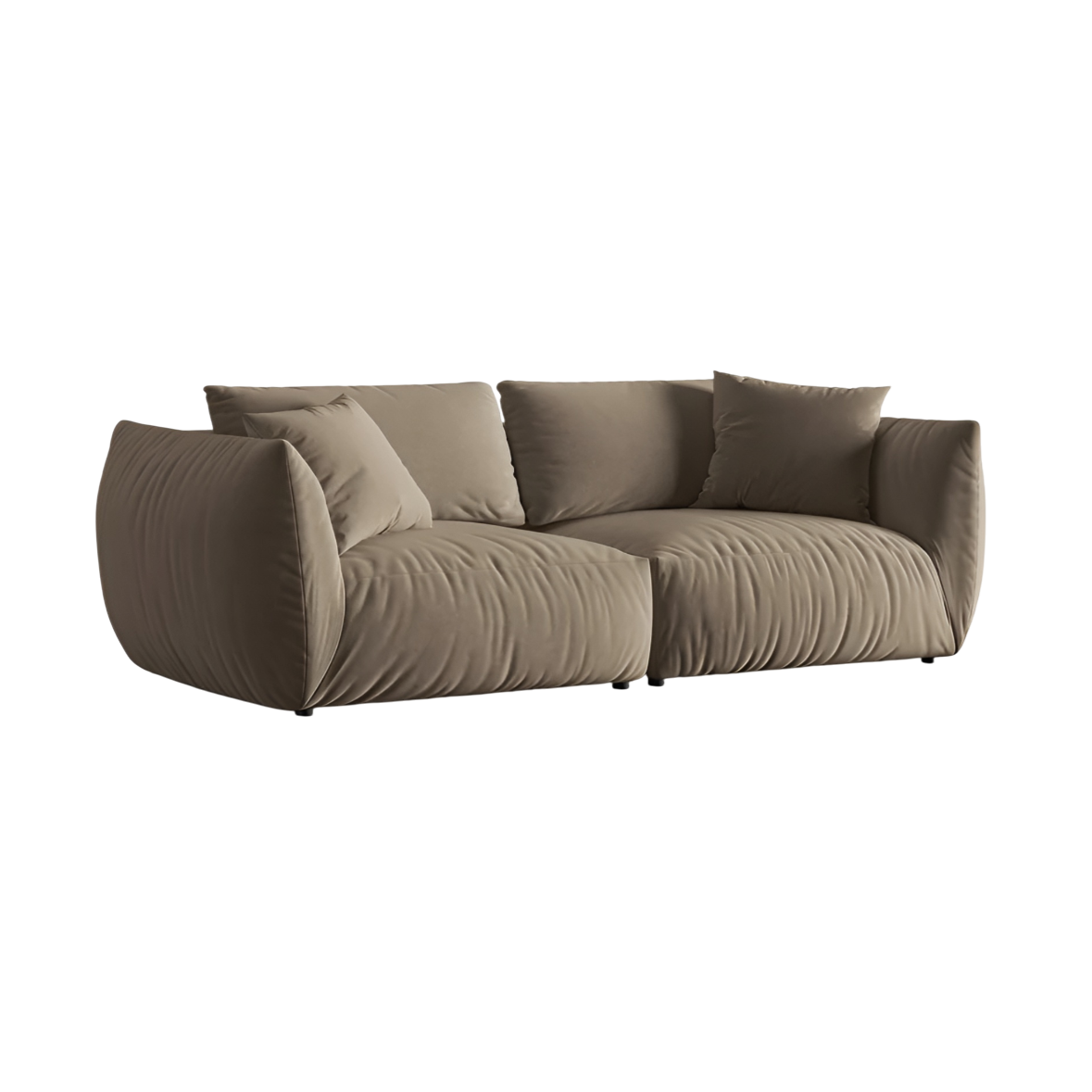Sofa aksamitna 4-osobowa CHRIS jasnobrązowy